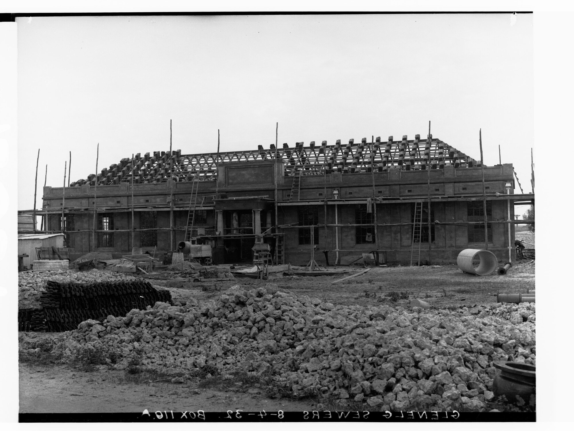 Glenelg Sewerage showing building being constructed