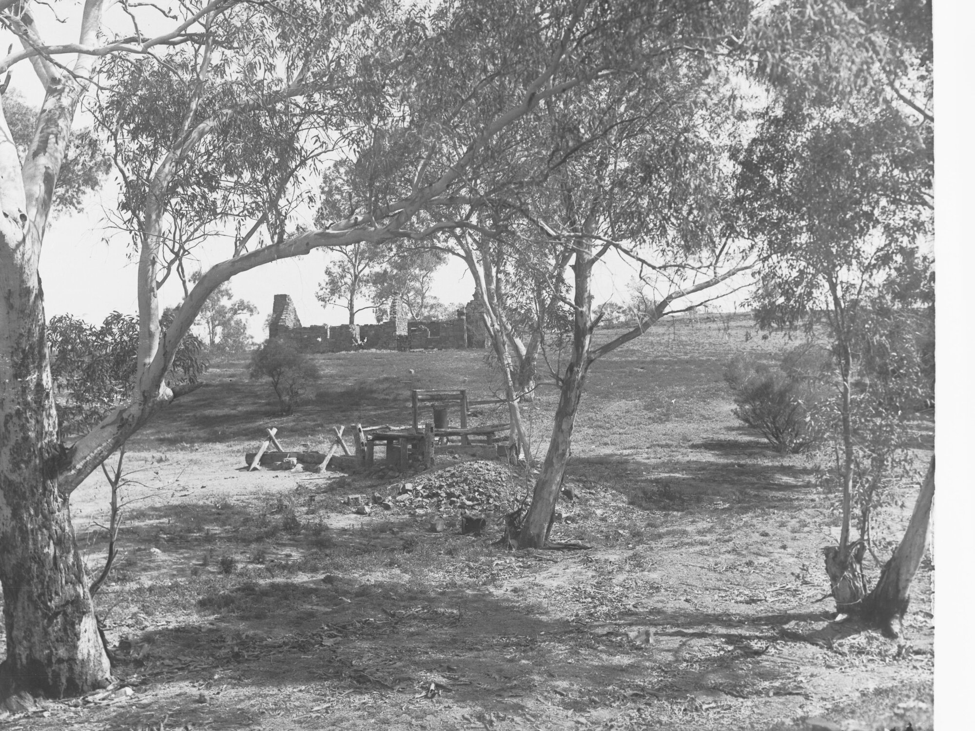Ruins of an old building and old well in bush