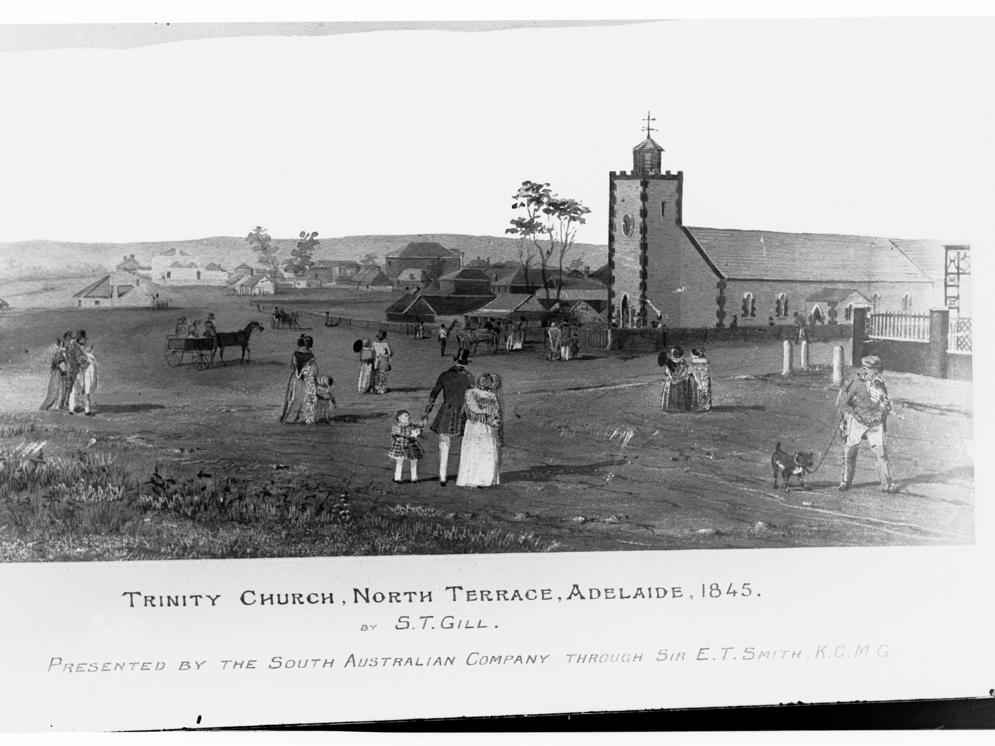 Trinity Church, North Terrace, Adelaide 1845 (by S T Gill) - Presented by the South Australian Company through Sir E T Smith