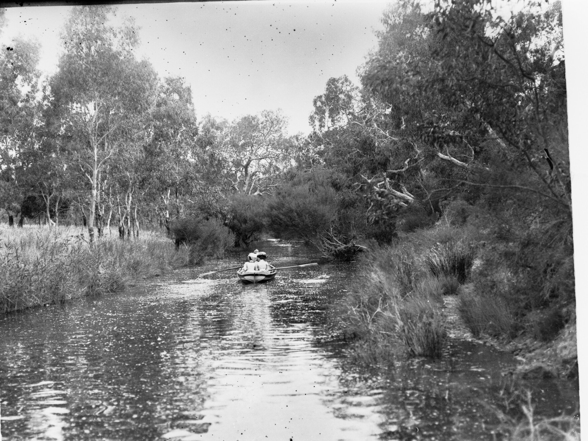 Hindmarsh River, Victor Harbor including rowboat with people in it