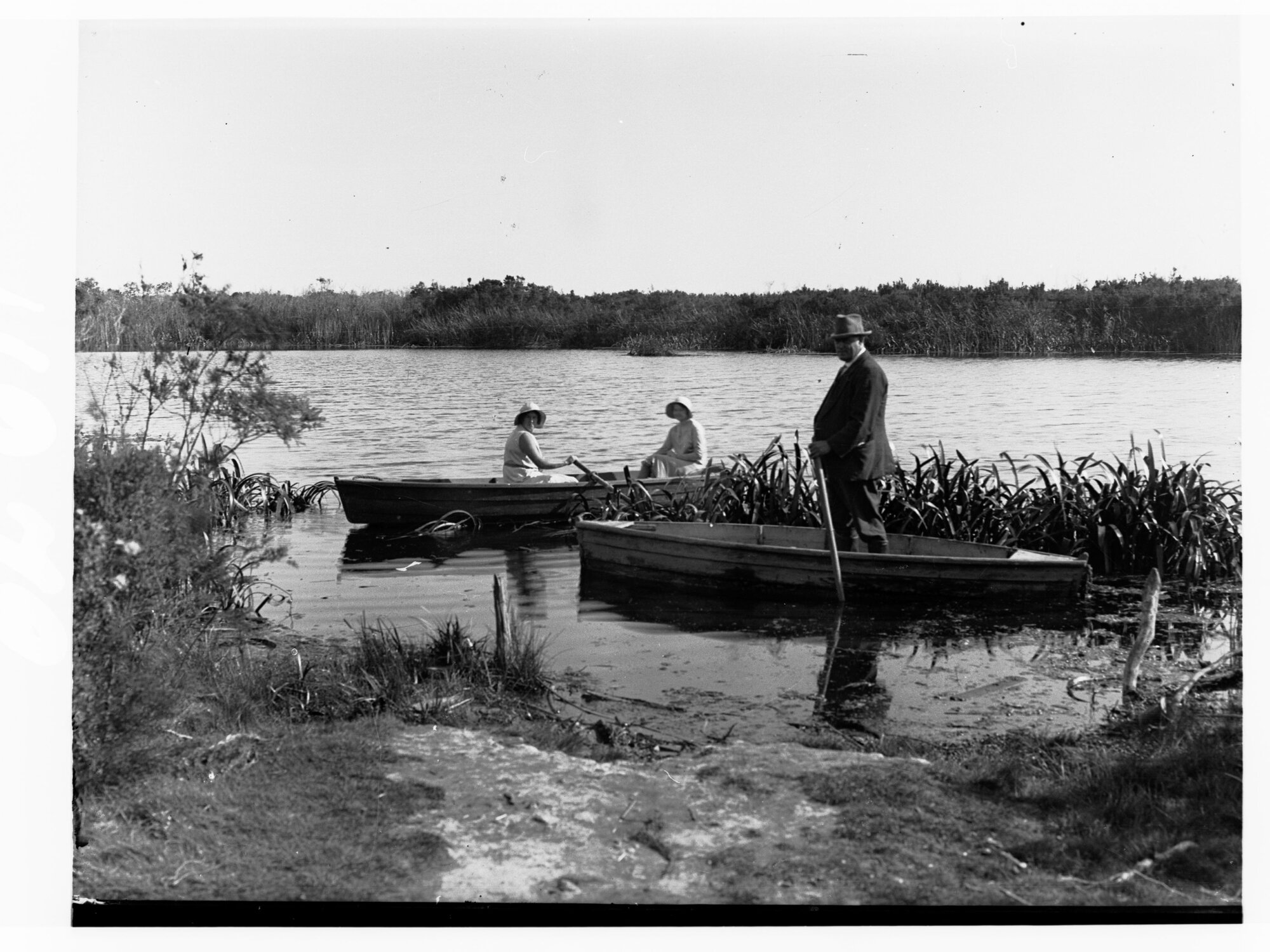 Two rowing boats in Ewen's ponds