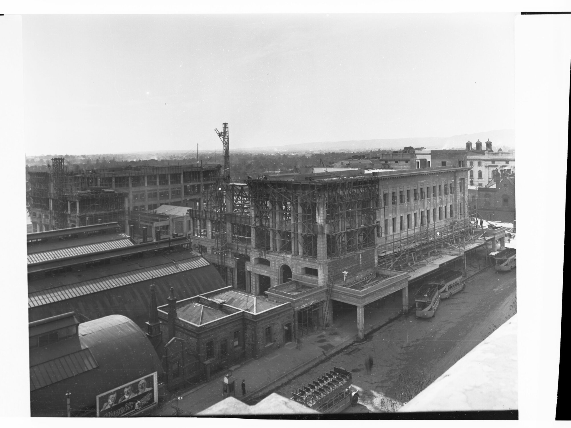 Adelaide Railway Station Under Construction Showing Buses