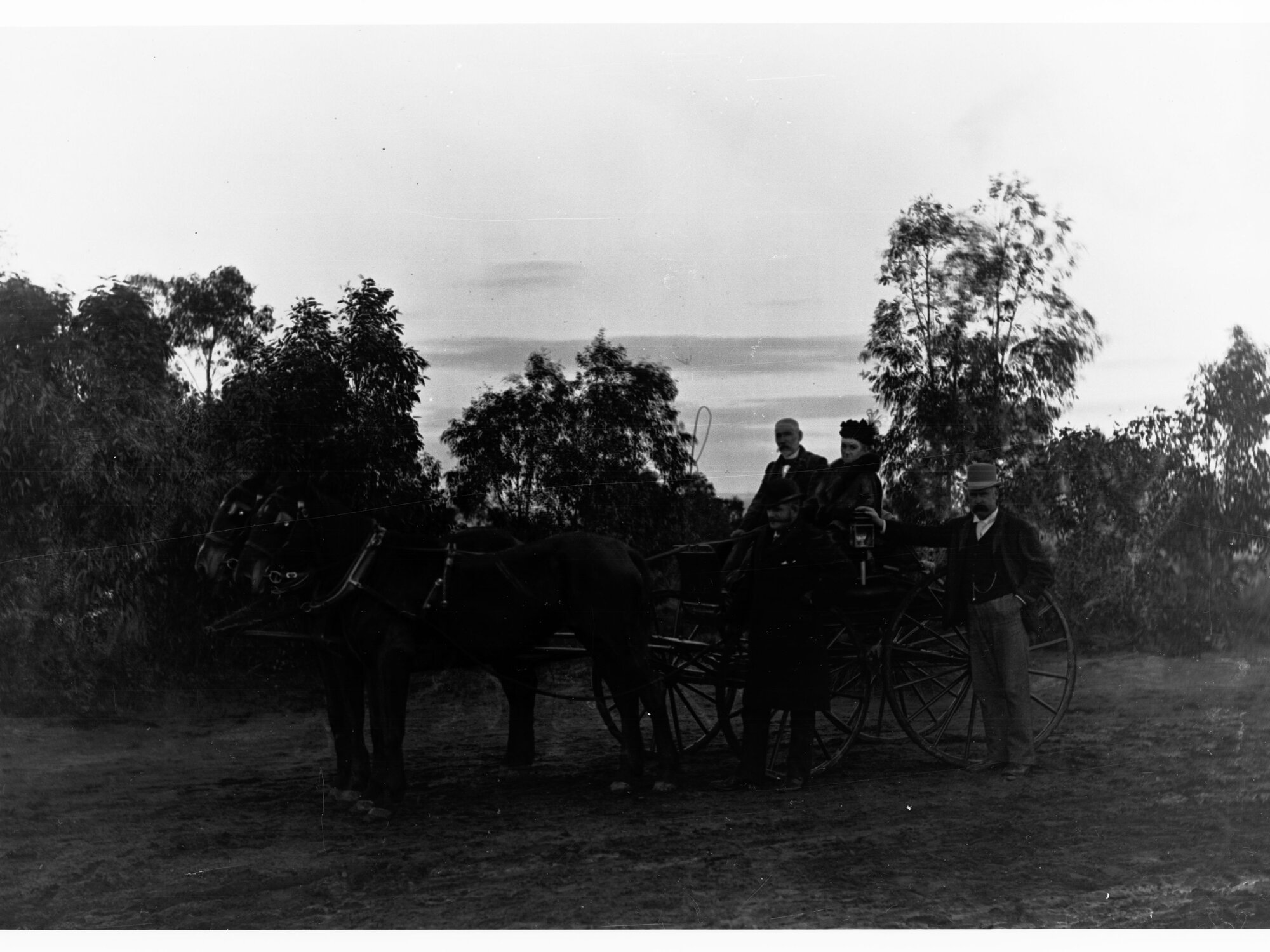 Men and a Women by a Horse Drawn Carriage