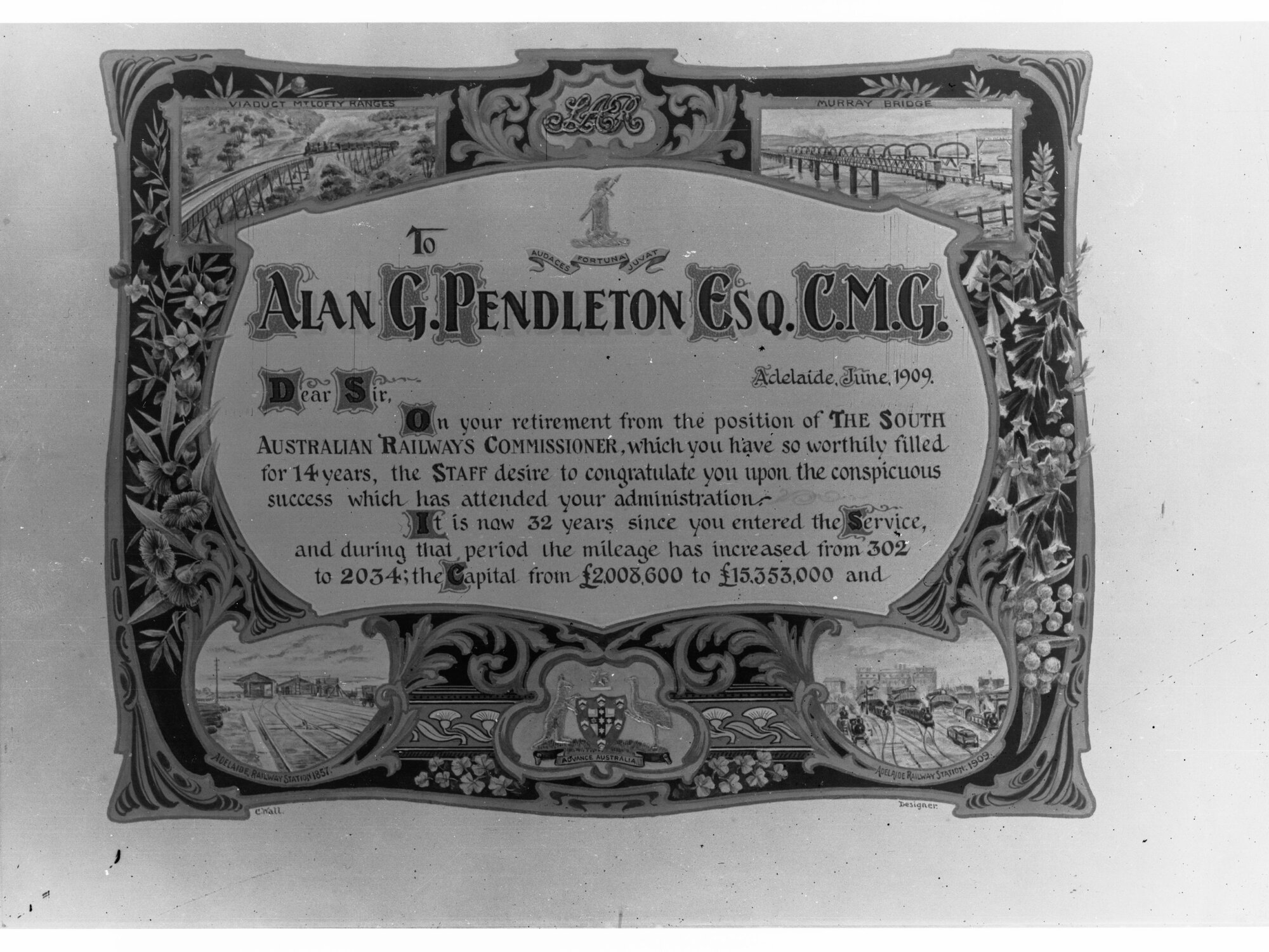 Railways Commissioners Letter on the Retirement of His Position