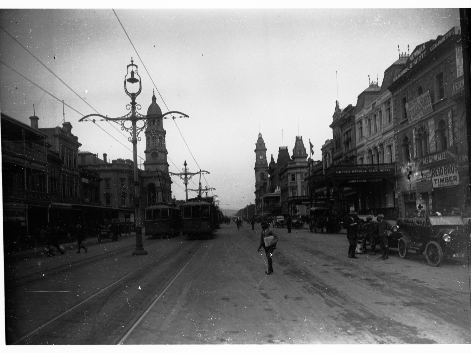 King William Street Looking South Showing Trams and People