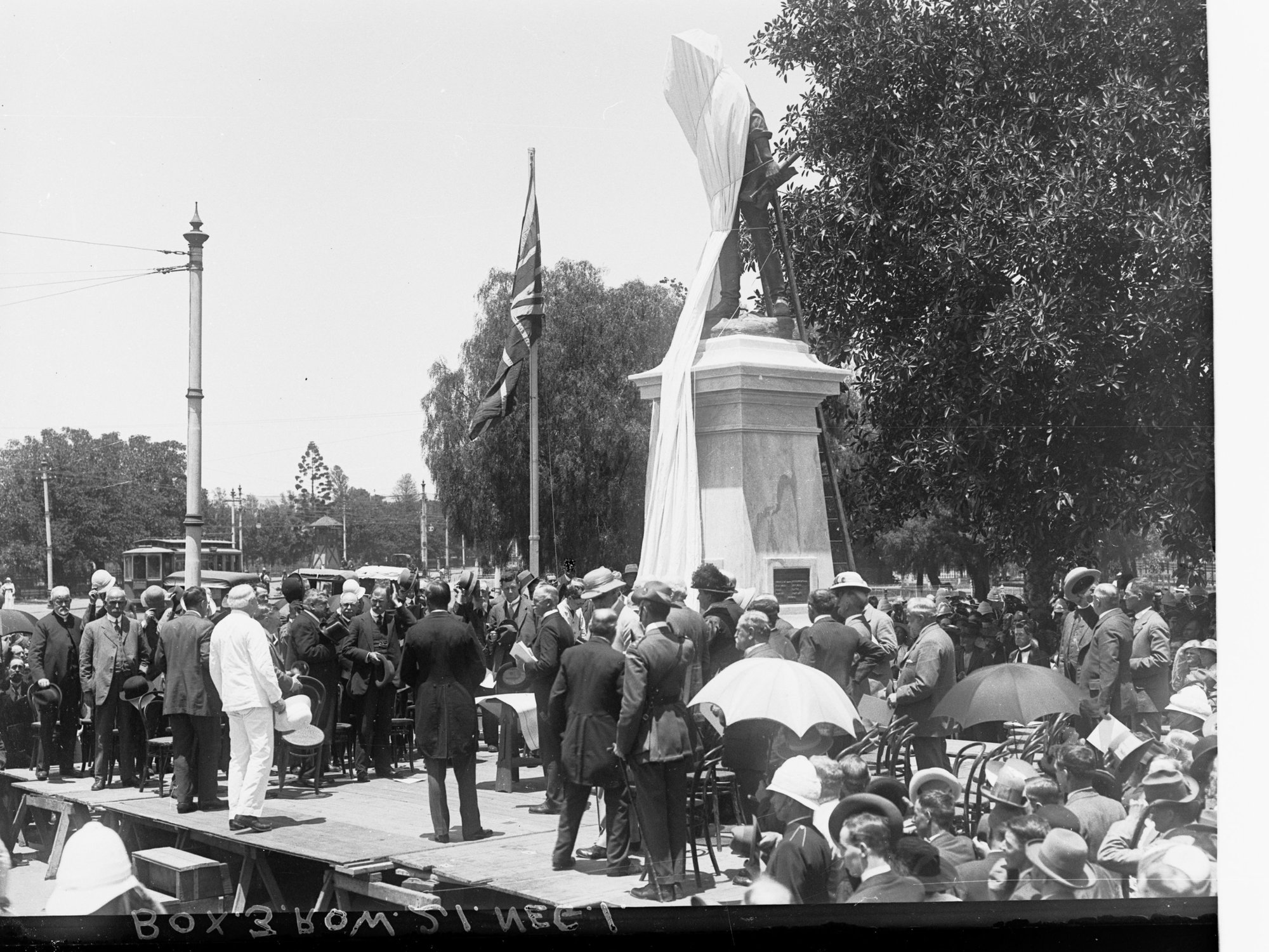 Unveiling the statue of Captain Charles Sturt in Adelaide