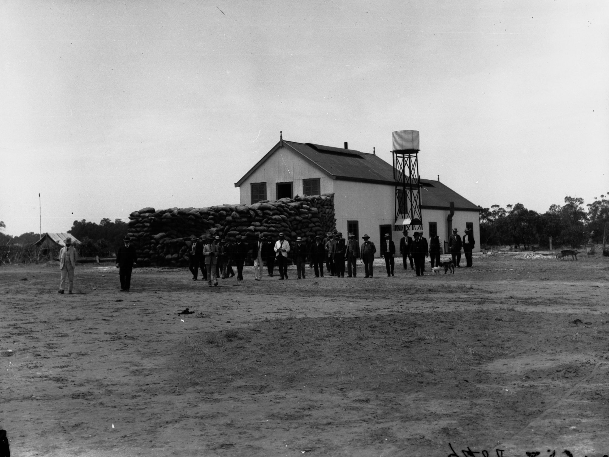 Berri pumping station, showing men outside