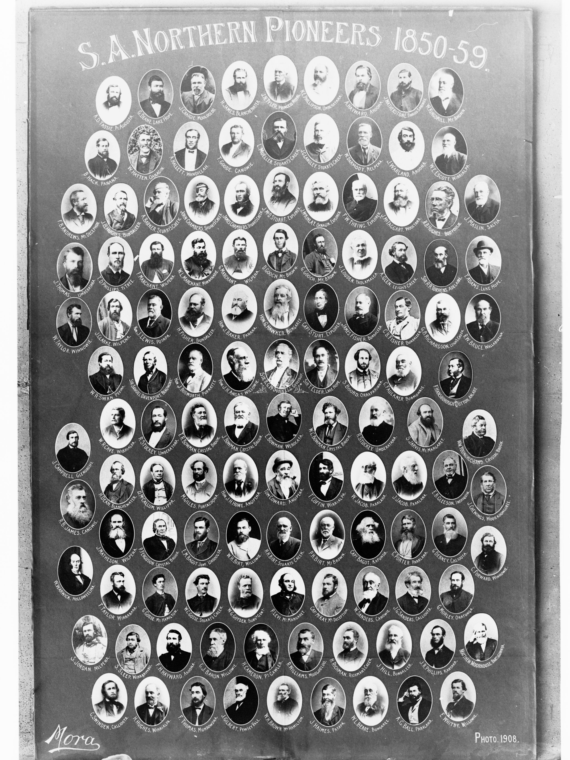 South Australian Northern Pioneers 1850 to 1859 - portrait of early settlers - collage of photographs copied 1908