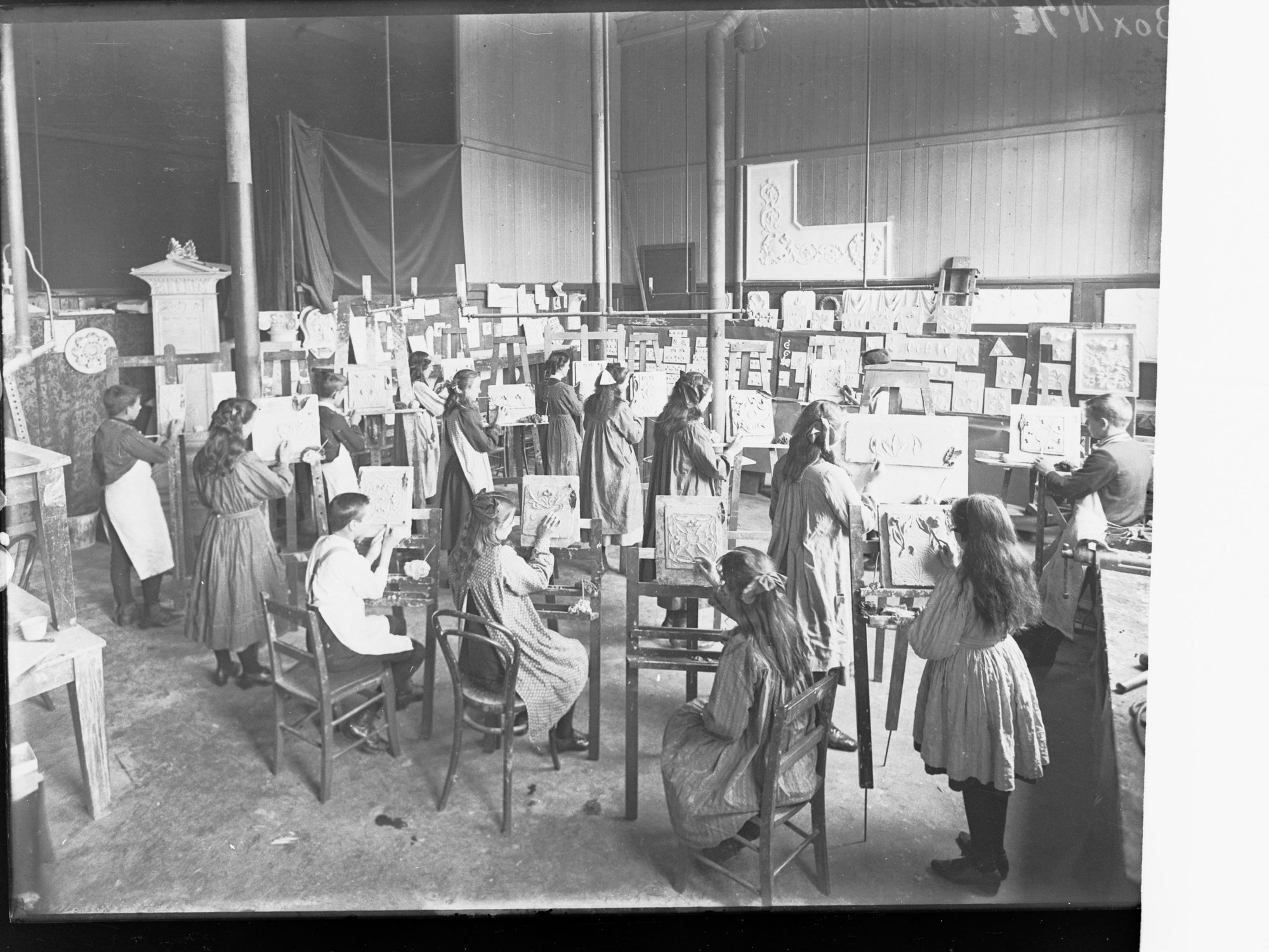 Adelaide School of Arts, Annual Exhibition 1911 - class of students clay modelling