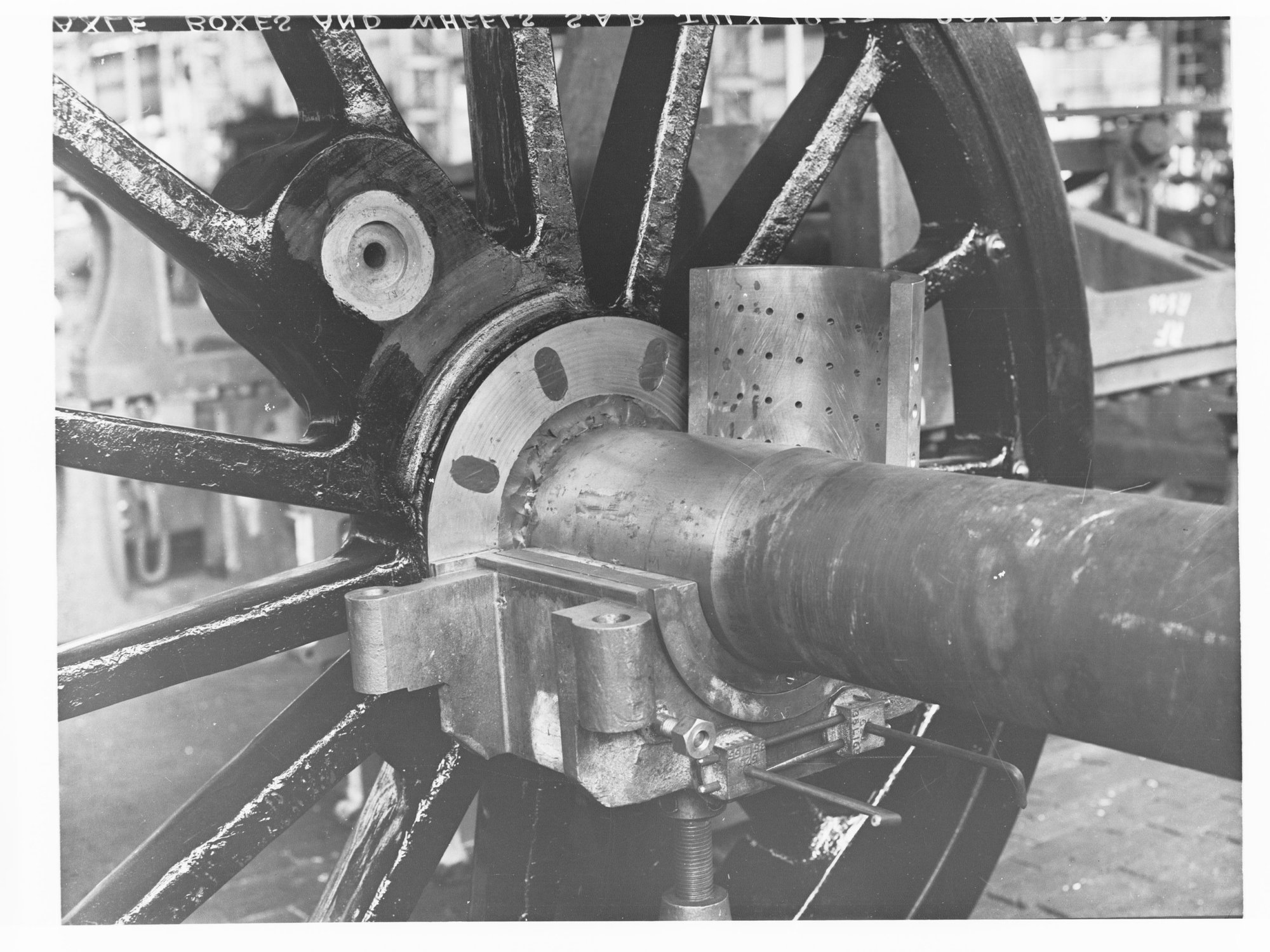 Axle boxes and wheels railway locomotive - Islington railway workshop