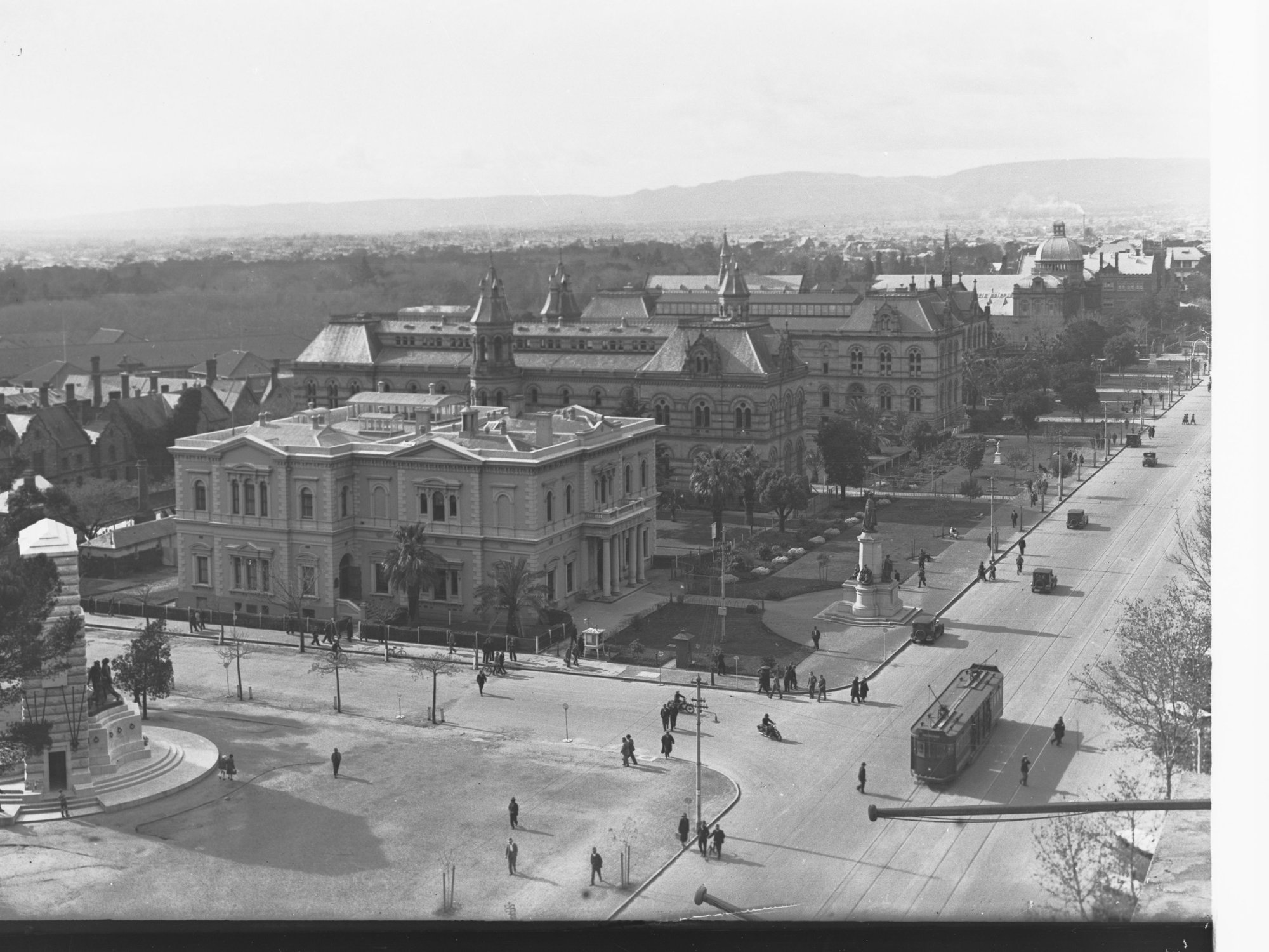 North Terrace looking east from the Liberal club - tram on North Terrace