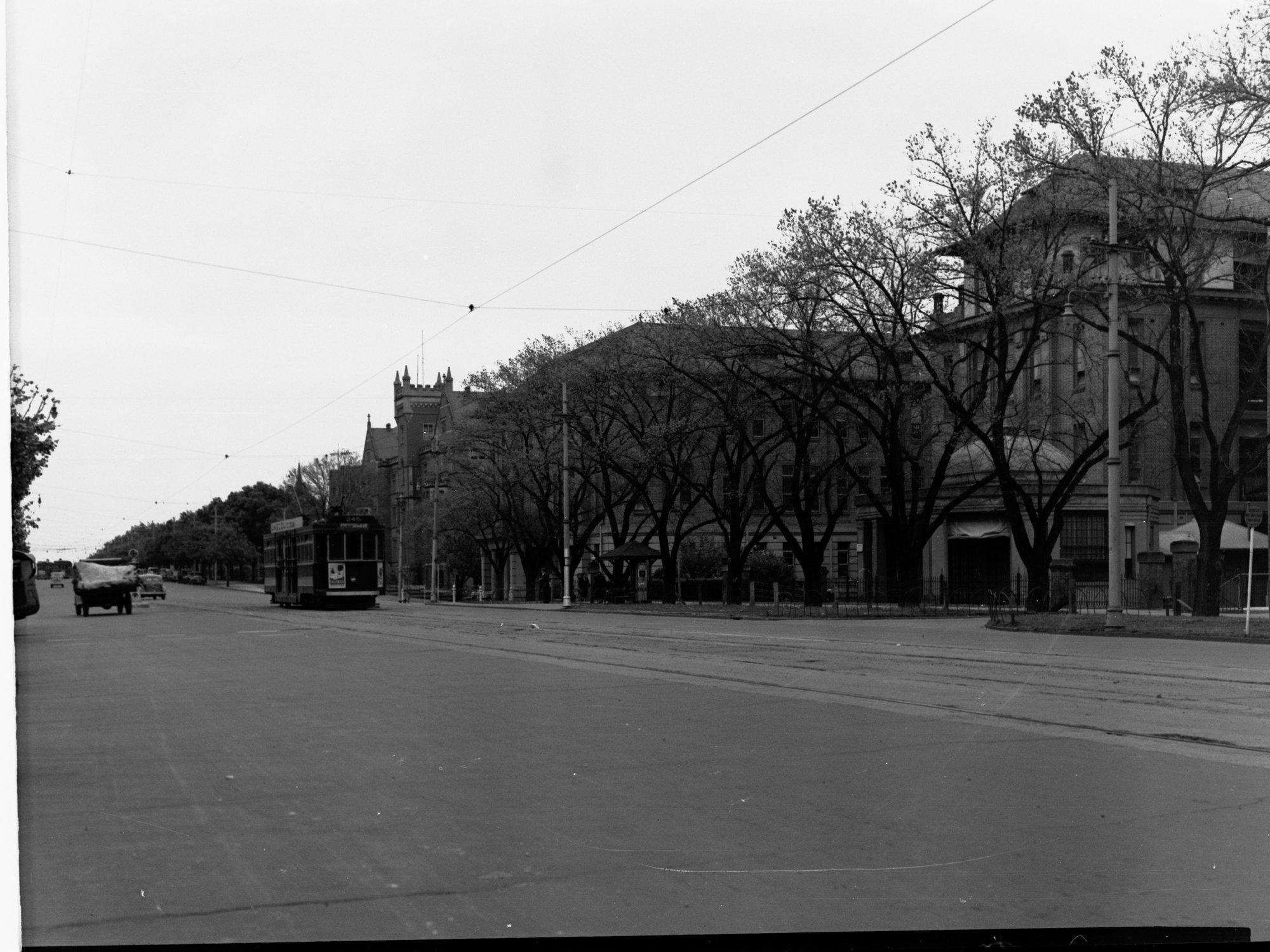 Street Scene Showing Tram and Automobile
