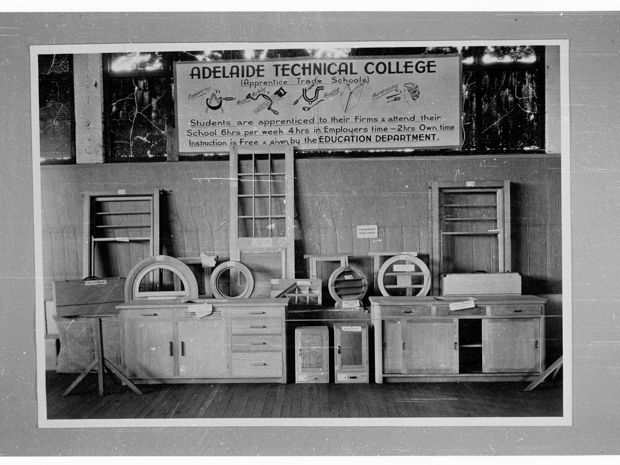 Education Dept. - woodwork display by apprentices from Adelaide Technical College