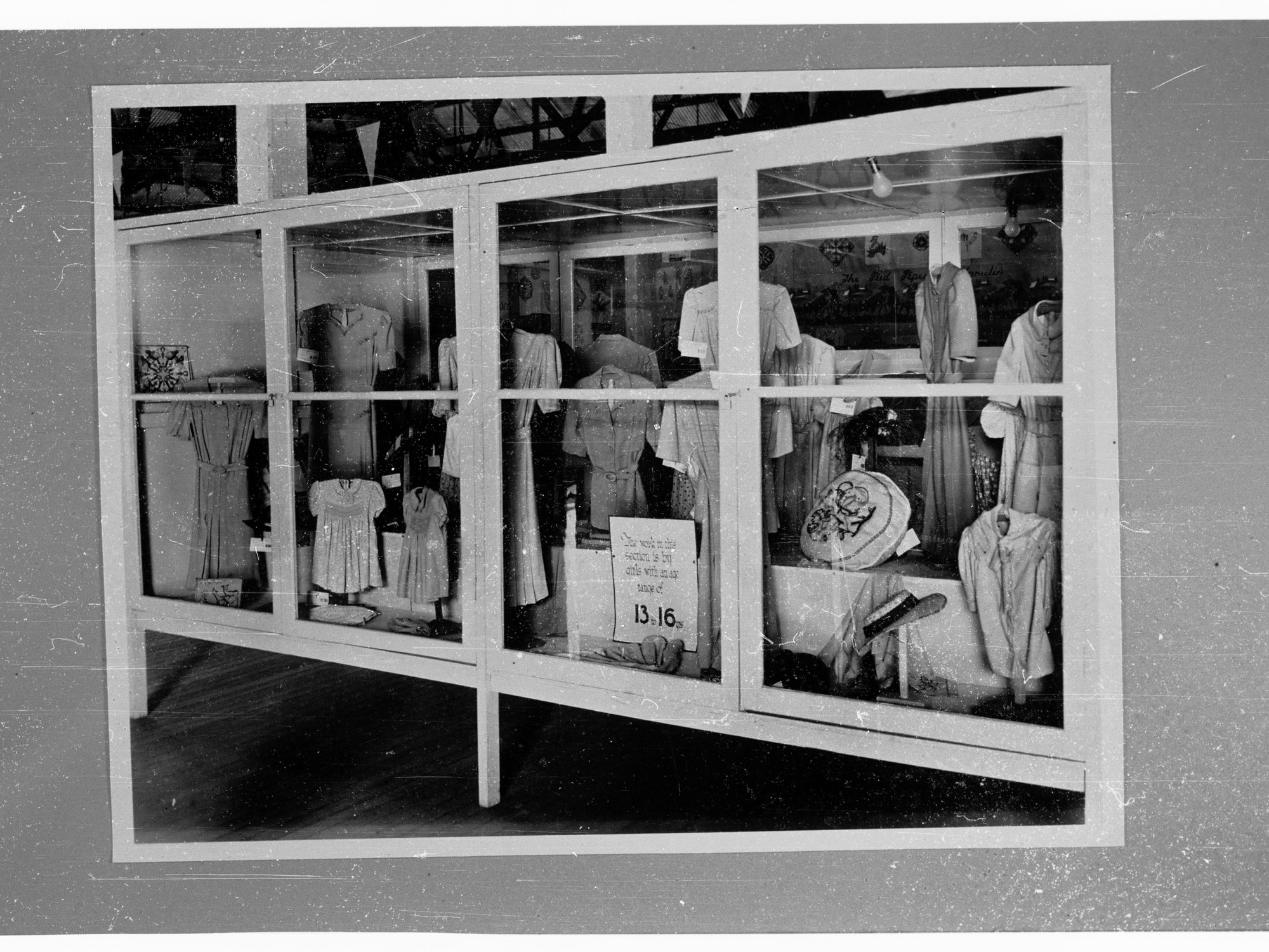 Education Dept. - clothing and handicraft display (made by girls 13 to 16 years)