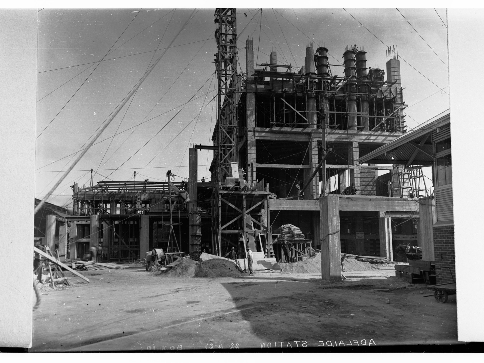 Adelaide Railway Station Under Construction Showing Workmen