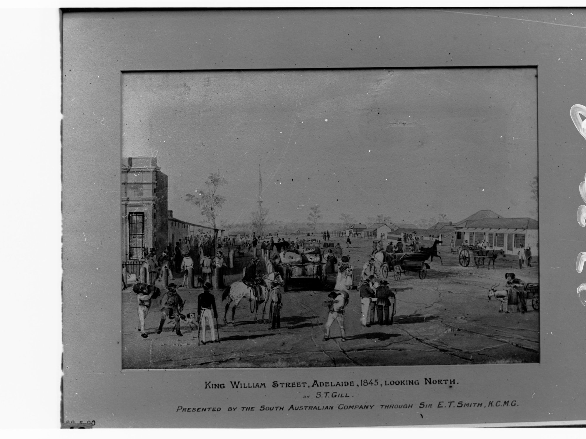 King William Street, Adelaide, 1845, looking North - Sketch by S T Gill - Presented by the South Australian Company through Sir E T Smith, KCMG