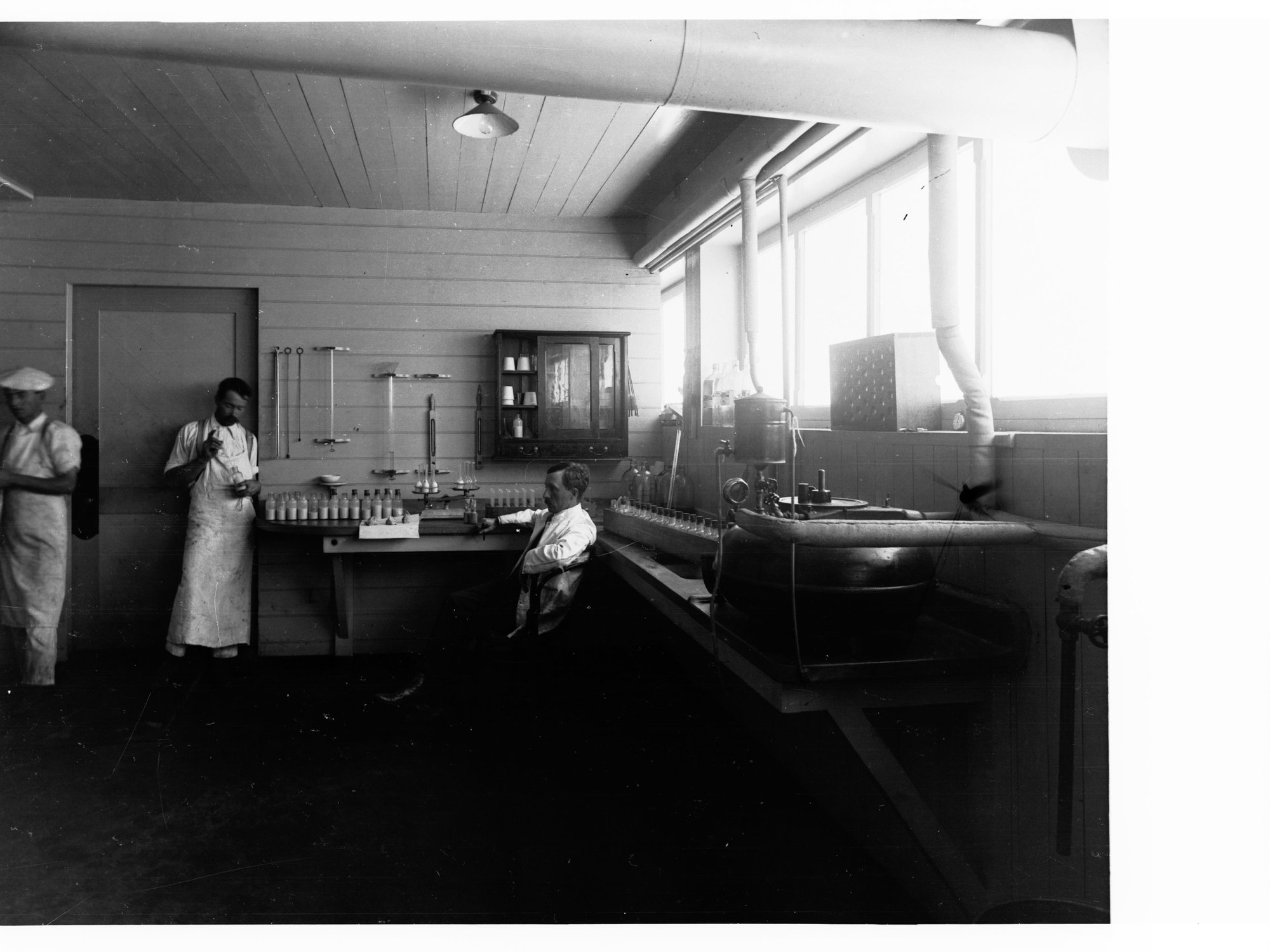 Port Adelaide Export Depot Showing Men Working in a Laboratory