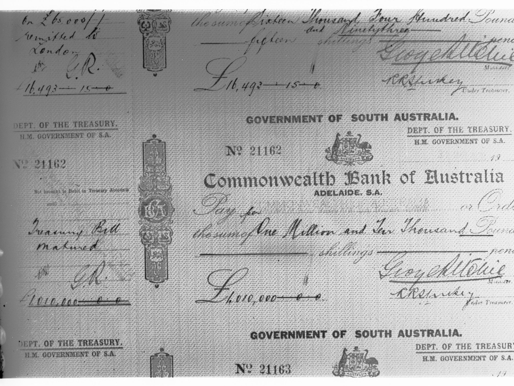 Government Cheque for One Million and Ten Thousand Pounds - payment for a matured Treasury Bill