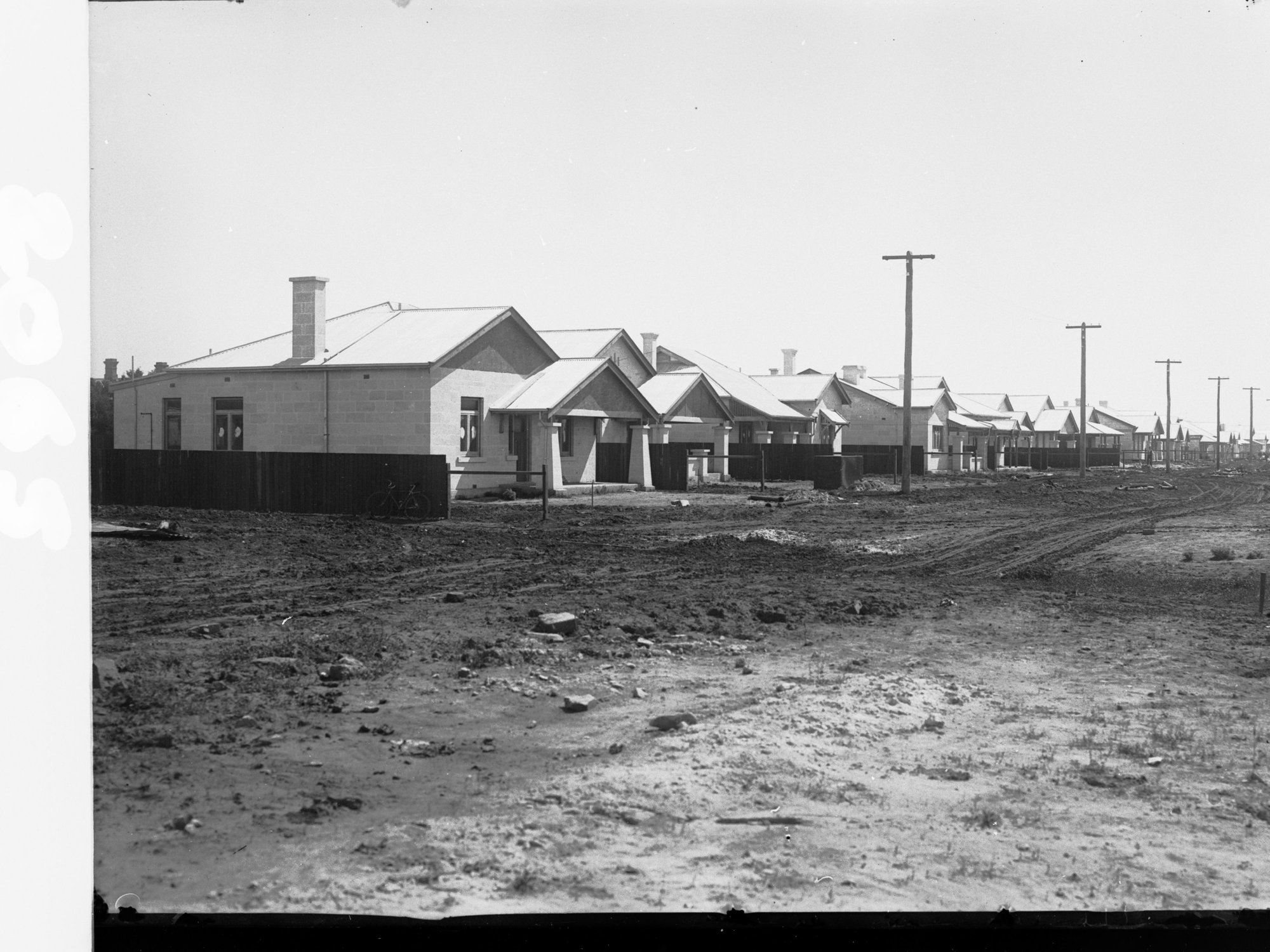 Newly constructed Soldiers' Homes, South Australia showing houses and street