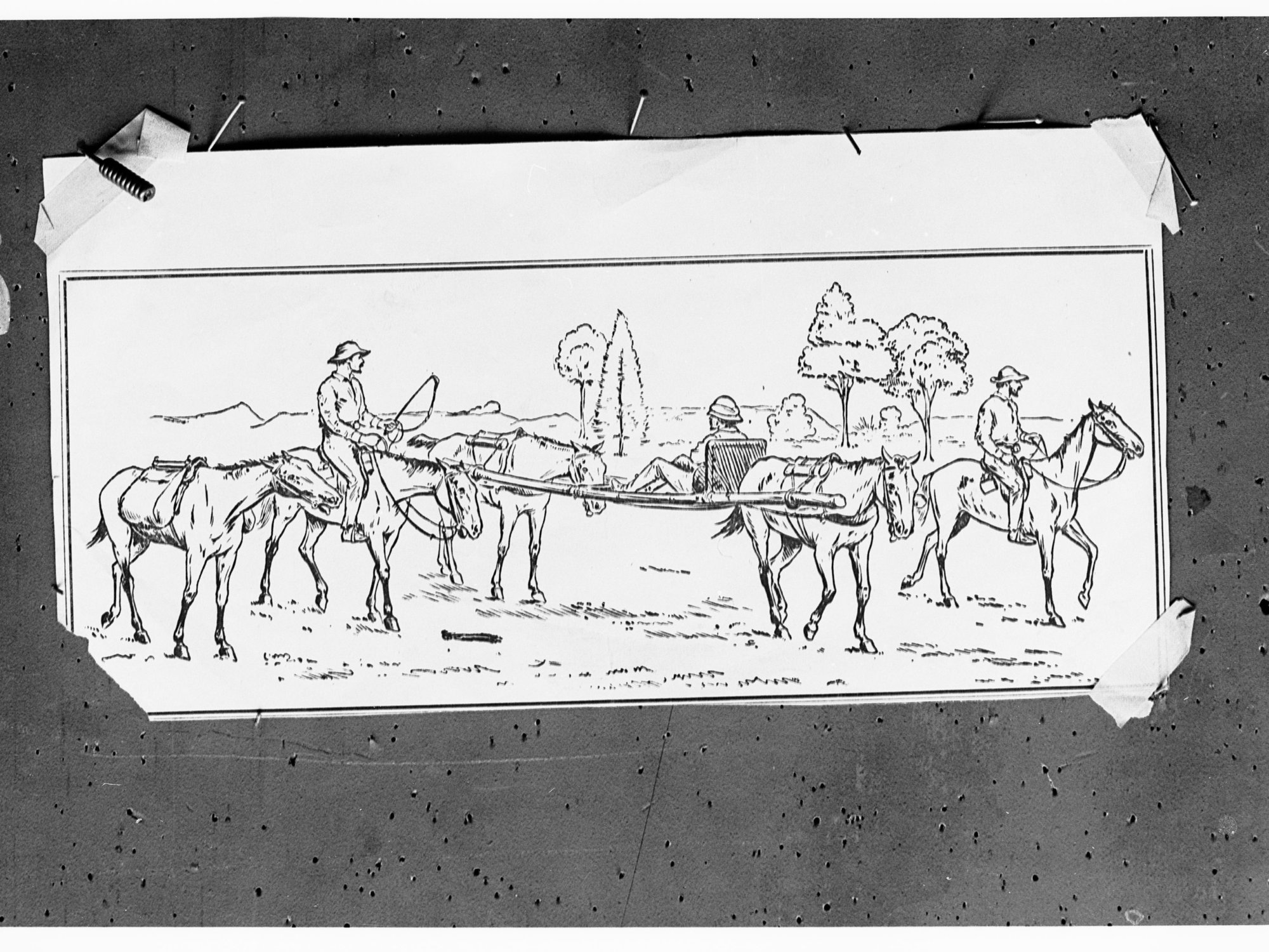 Sketch of man on a stretcher - John McDouall Stuart, 1862