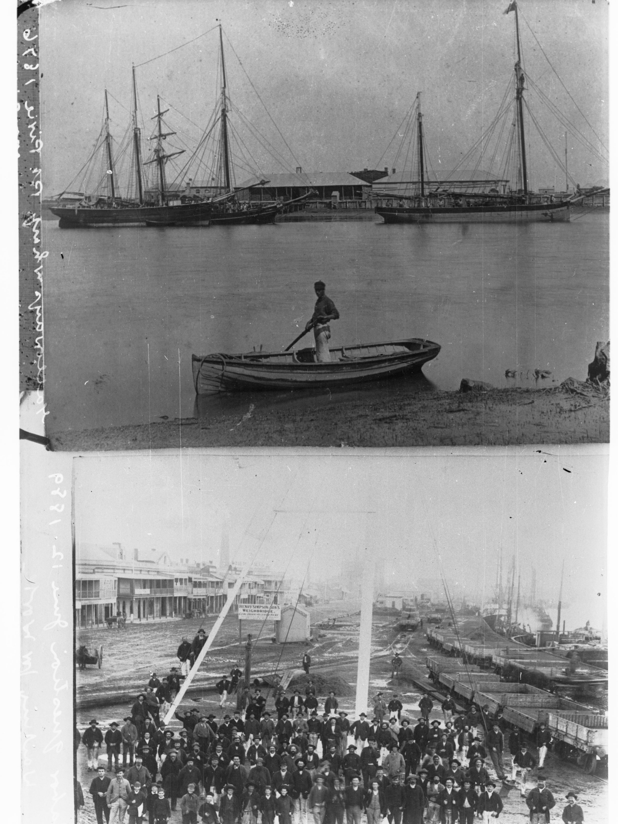 (top photo) Galloway's Wharf, Port Pirie 1826|(bottom photo) Labour Question, 12 June 1889