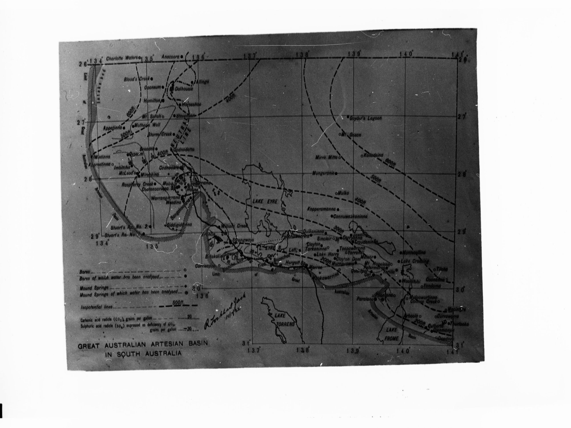 Map of Great Australian artesian basin in South Australia