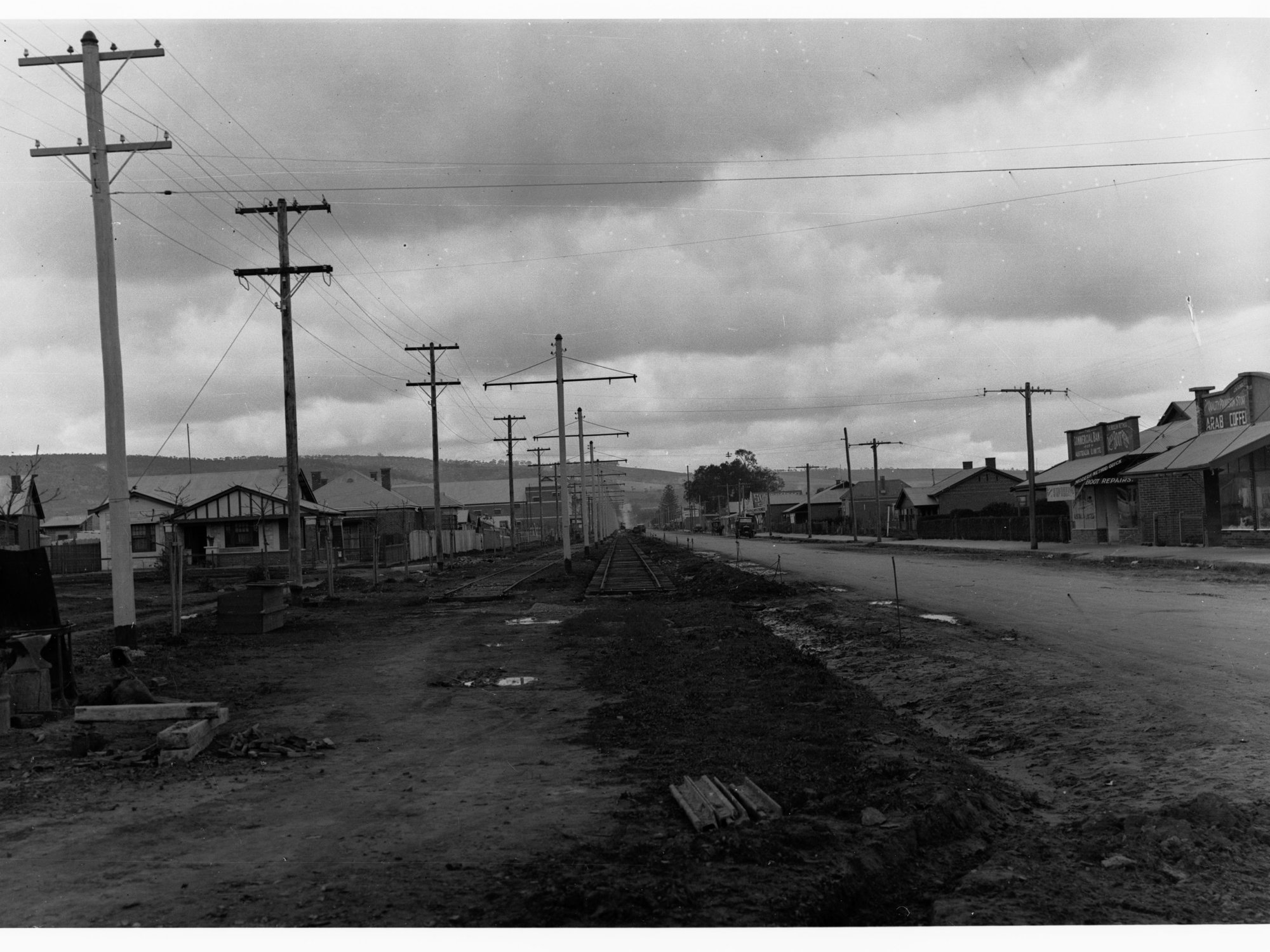 Construction of tram line on Goodwood Road, Colonel Light Gardens