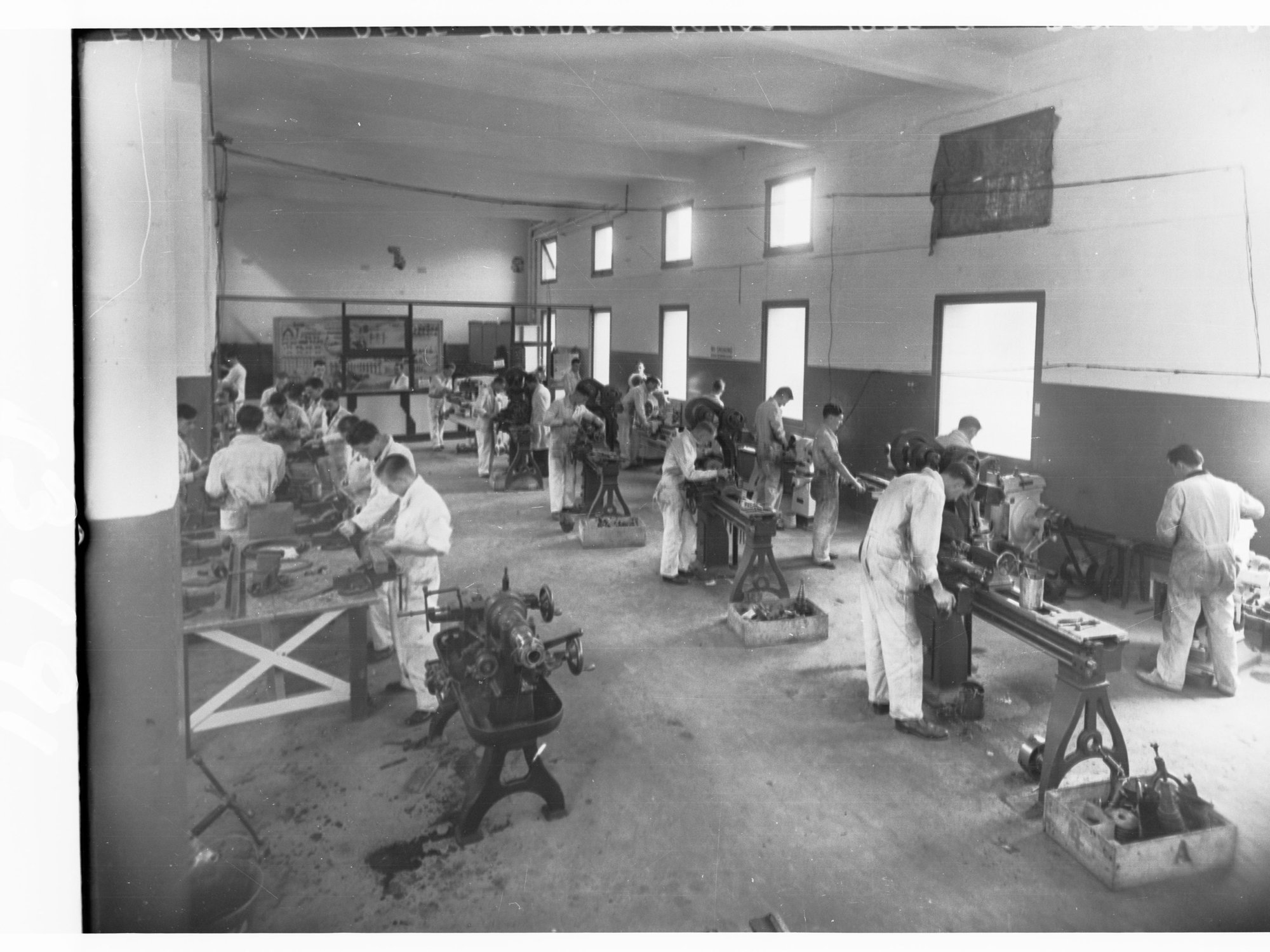 Views of students in workshop at trades school