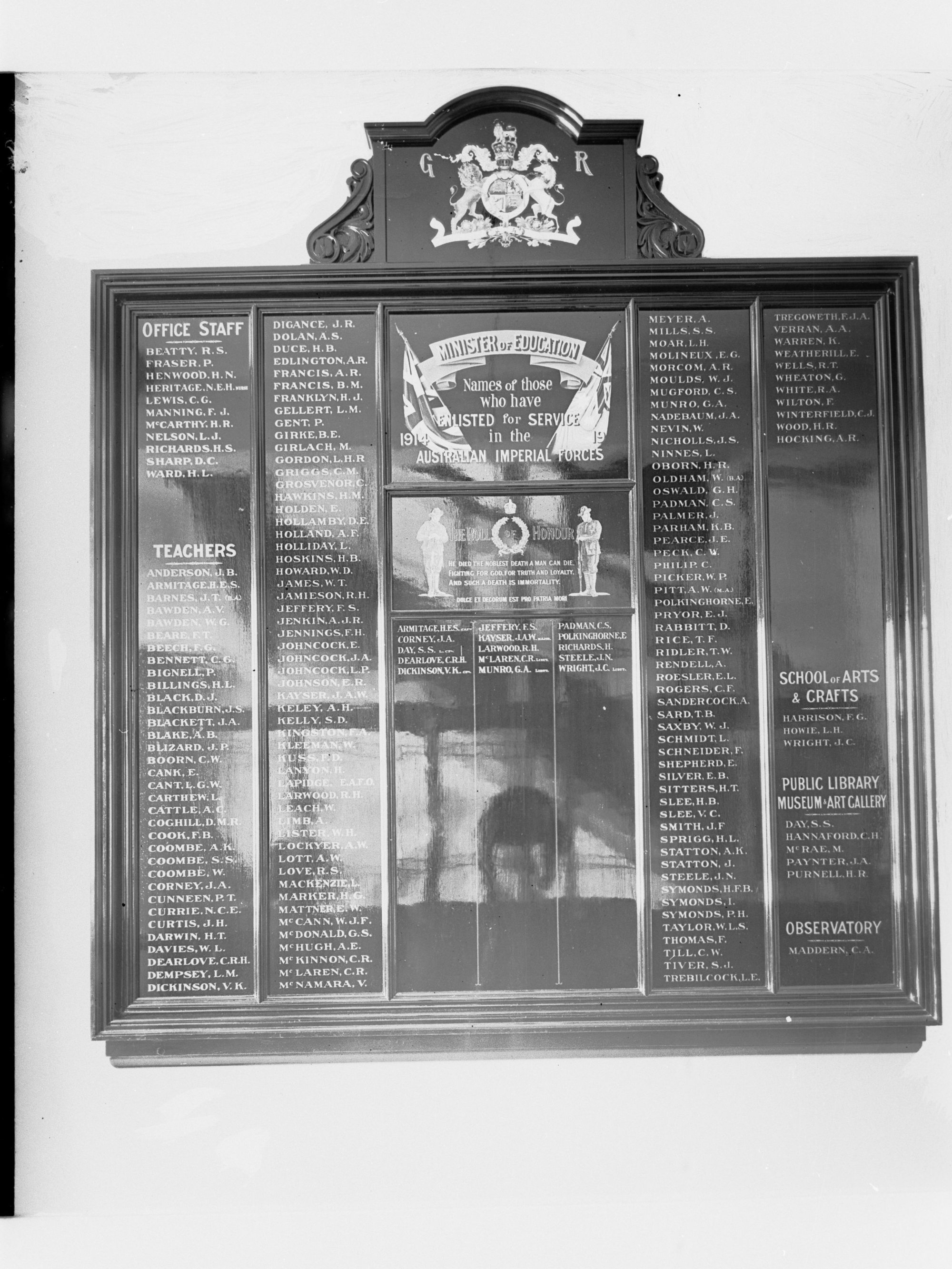 Great War Roll of Honour: Minister of Education