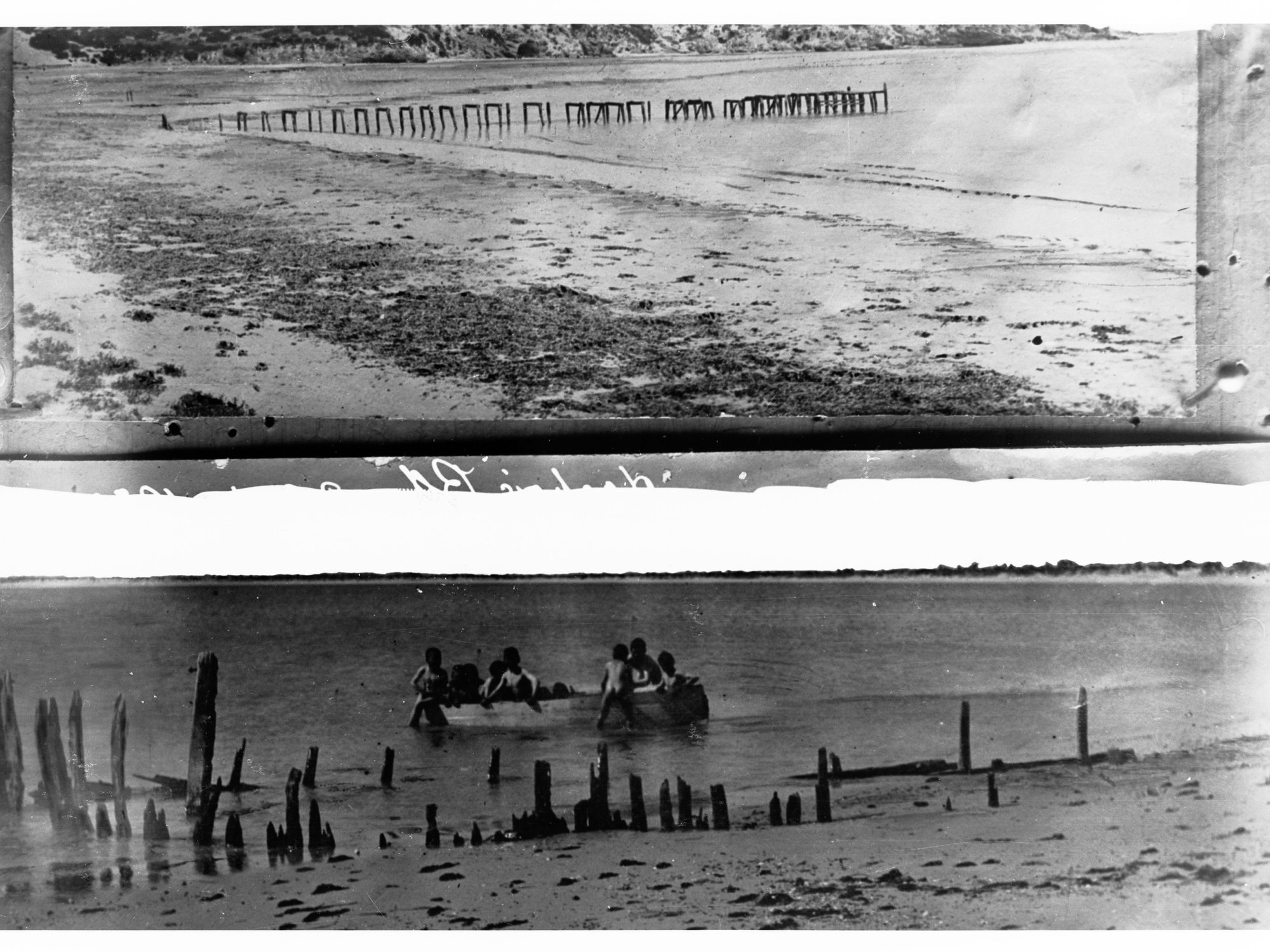 Little Boys Playing in a Boat Plus a Coastal View
