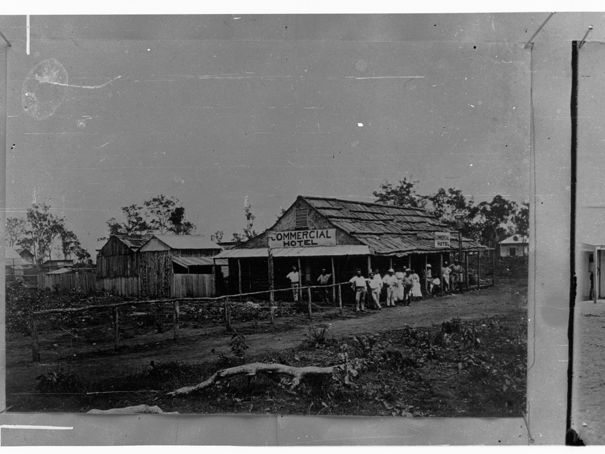 The Commercial Hotel, Palmerston, Northern Territory - early settlers standing outside on the verandah