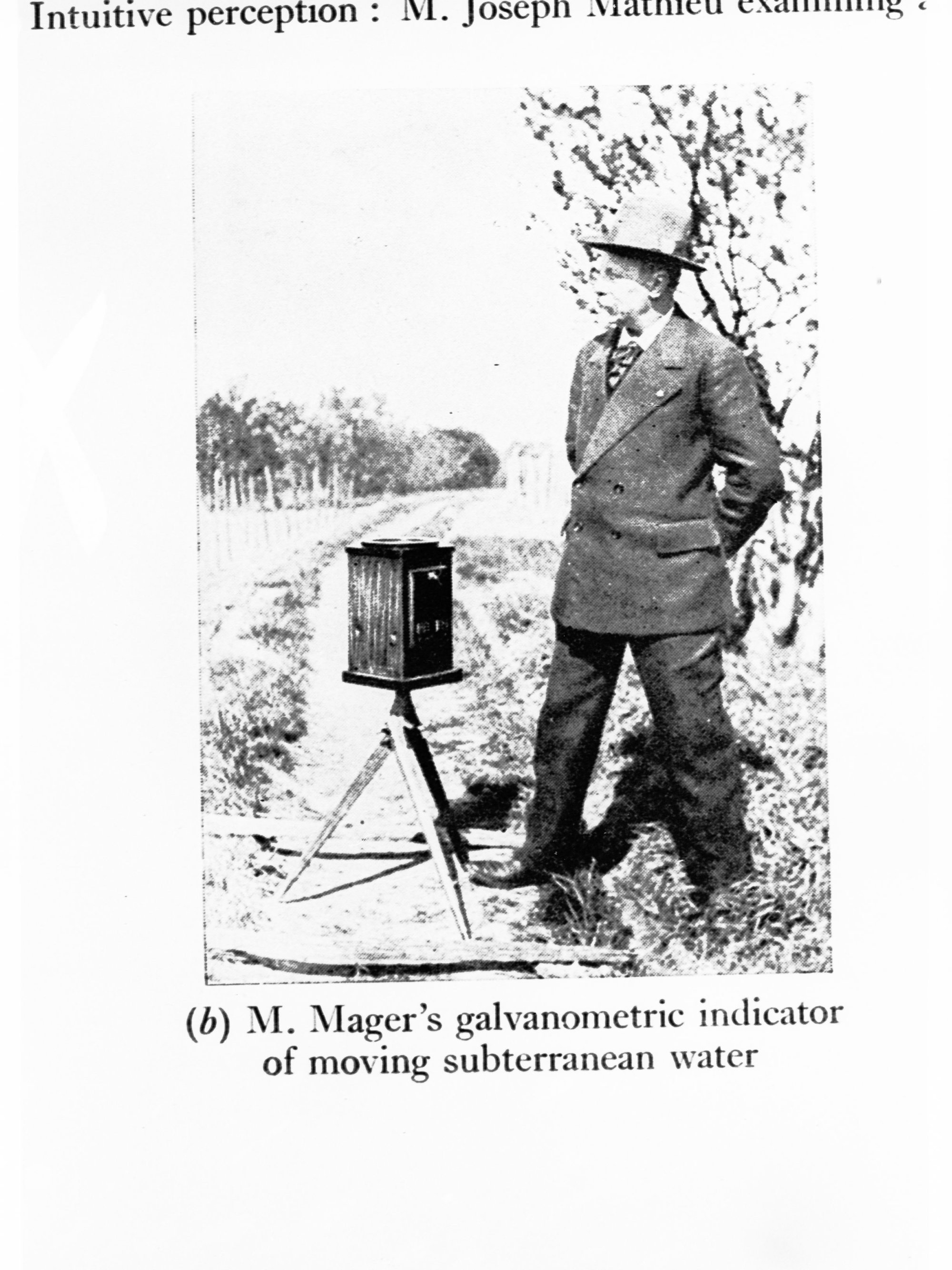 M Mager's galvanometric indicator of moving subterranean water