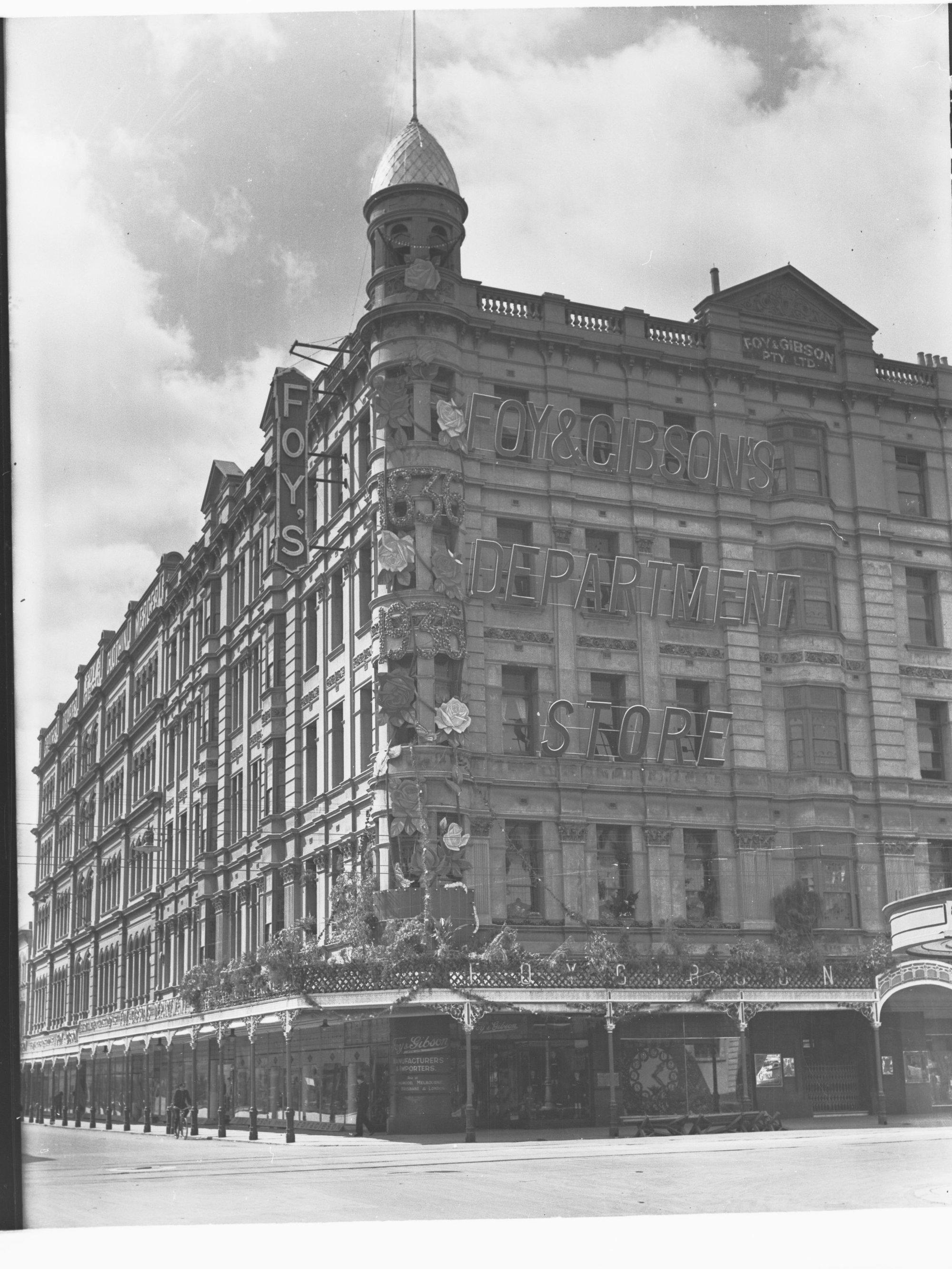 Foy and Gibson's department store, Rundle Street, decorated for centenary