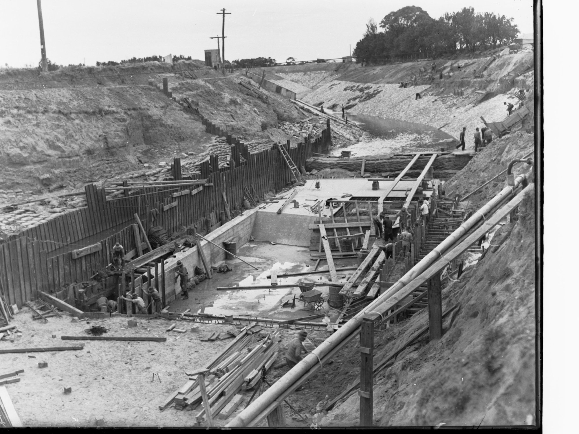 Torrens Floodwater Scheme Showing Men Working