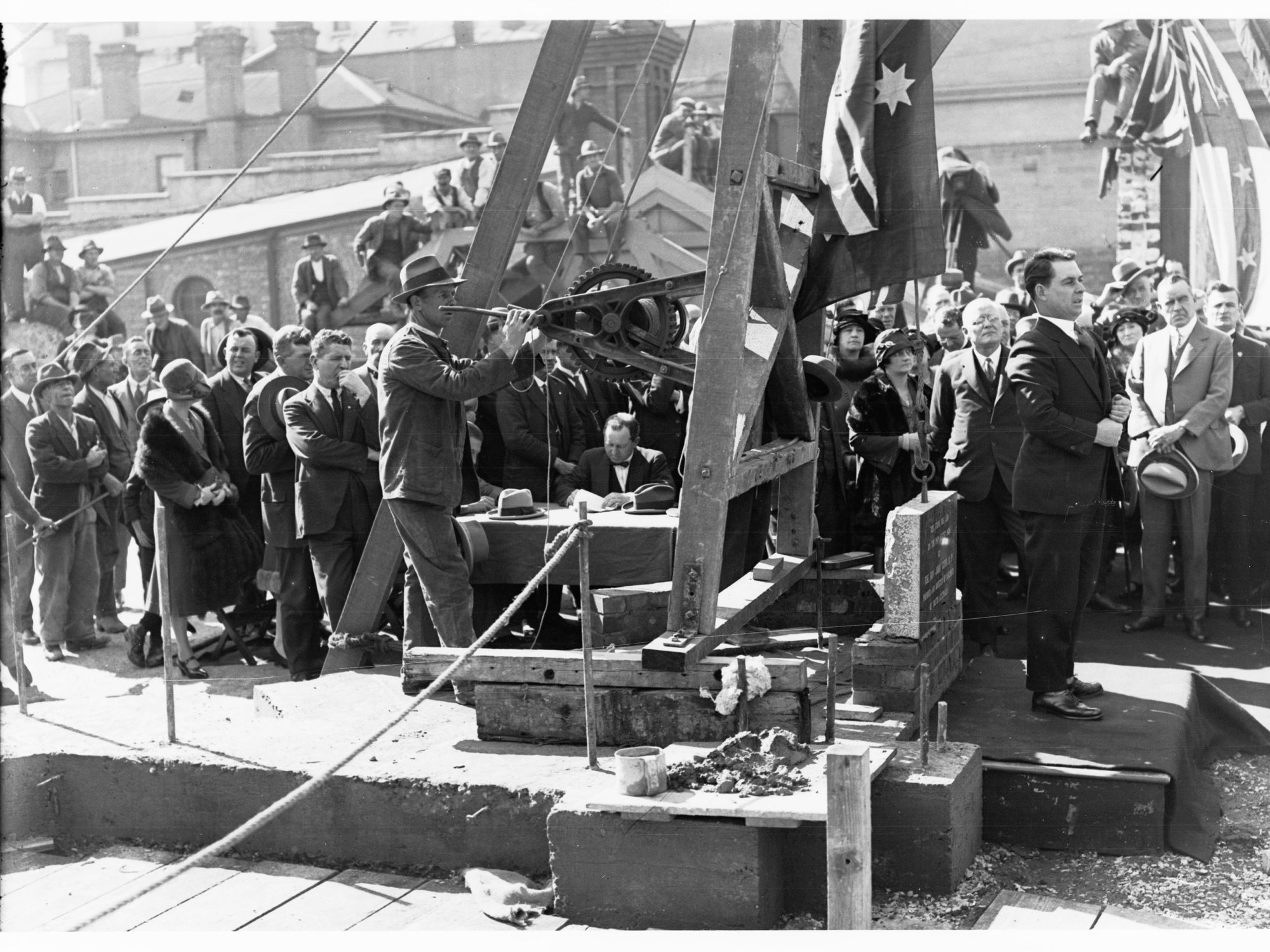 Laying the foundation stone for Adelaide Railway Station