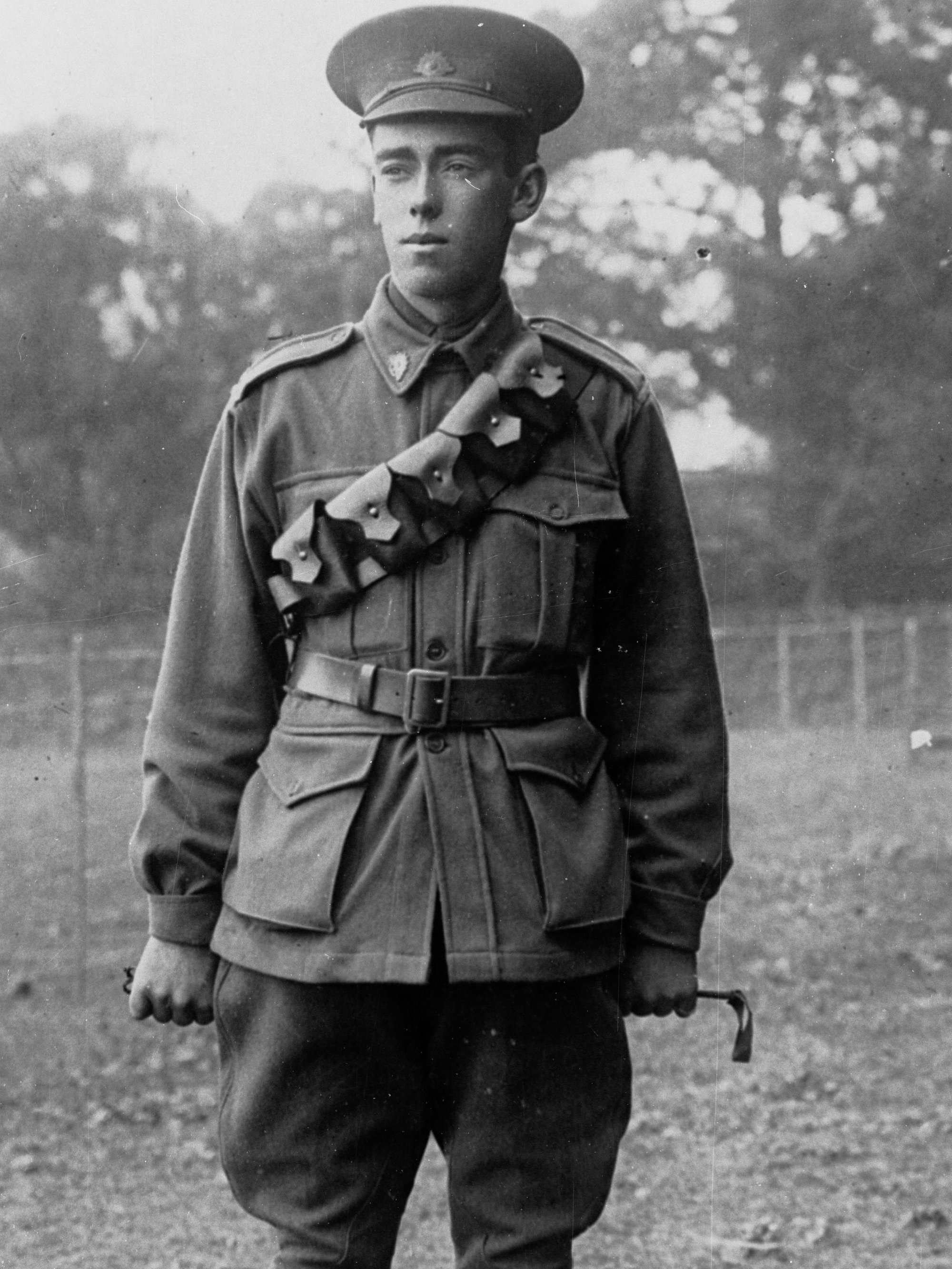 View of a man in military uniform, c. 1905.