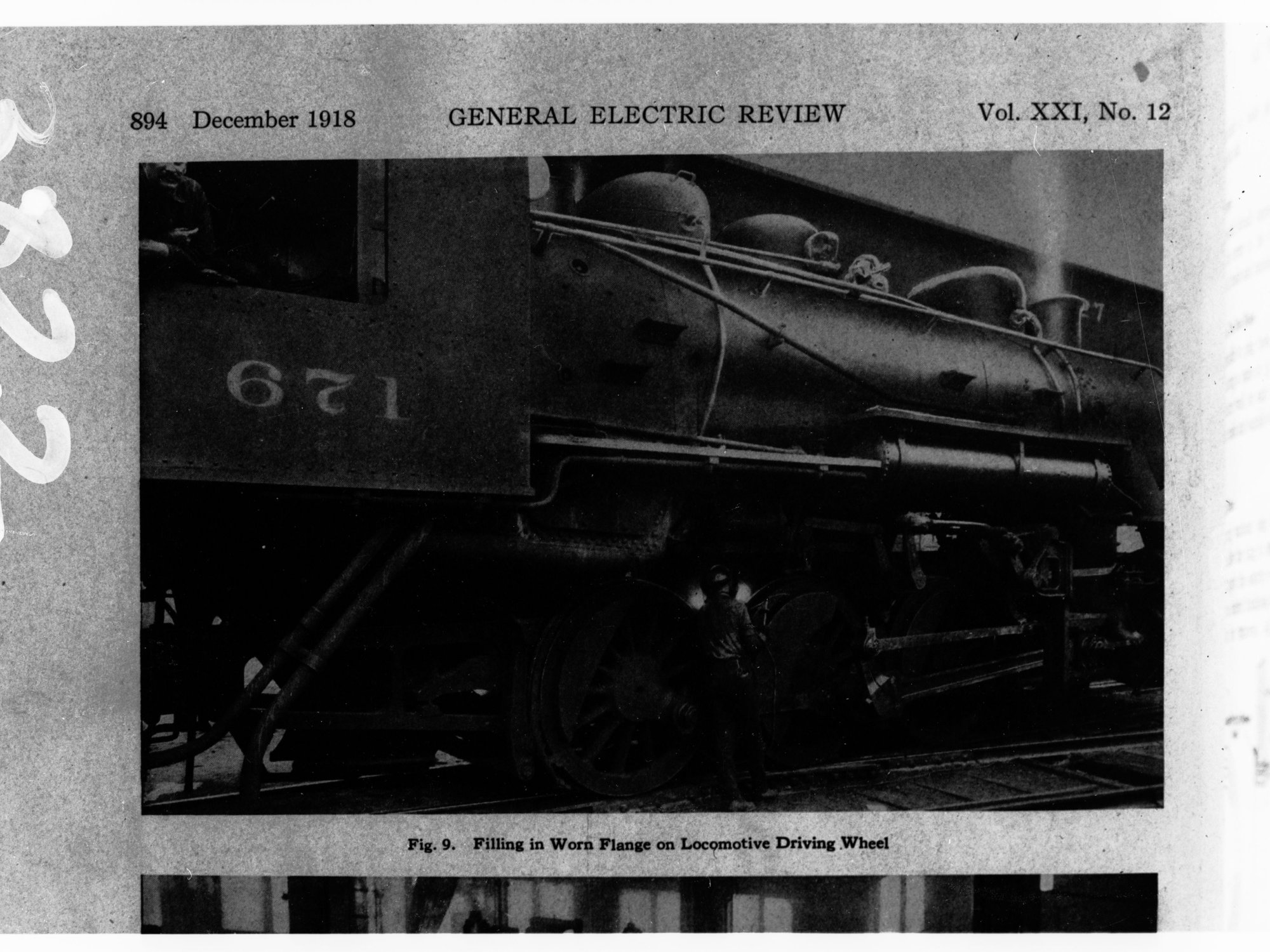 Railway locomotive -filling in worn flange on locomotive driving wheel