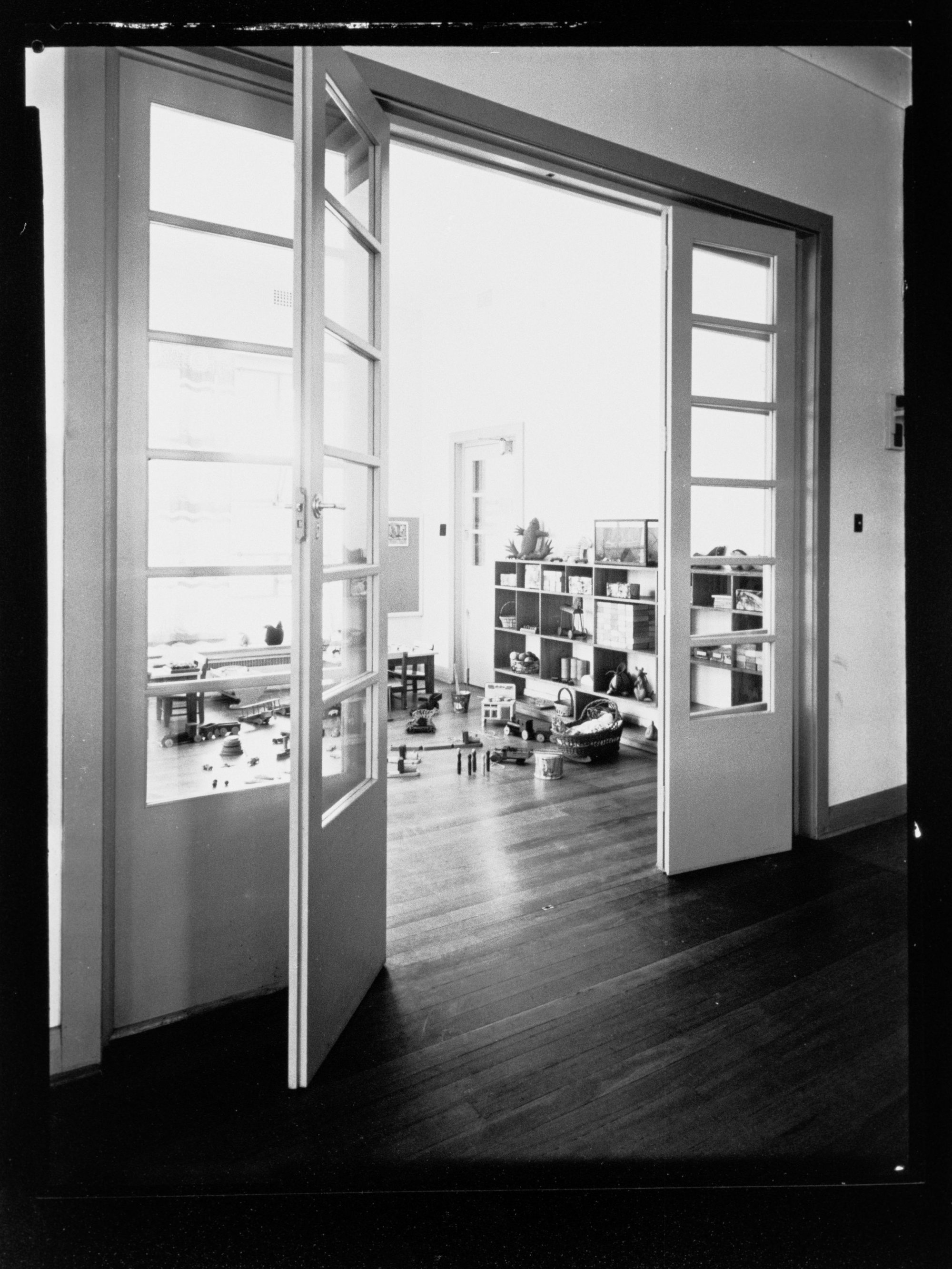 Children's Welfare Department - playroom through glass doors