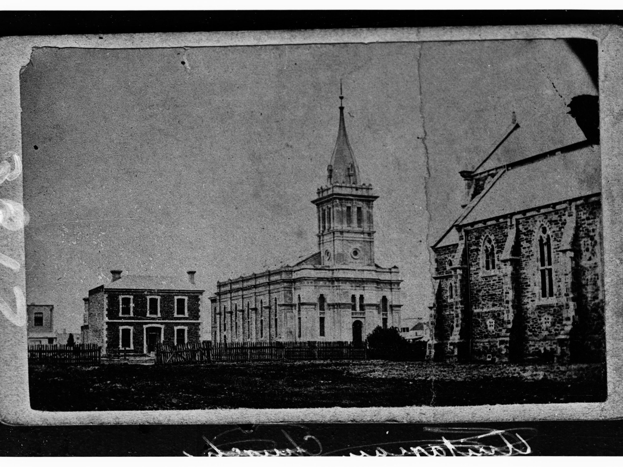 Flinders Street Church and Manse (also shows Baptist Church) - copied 1923