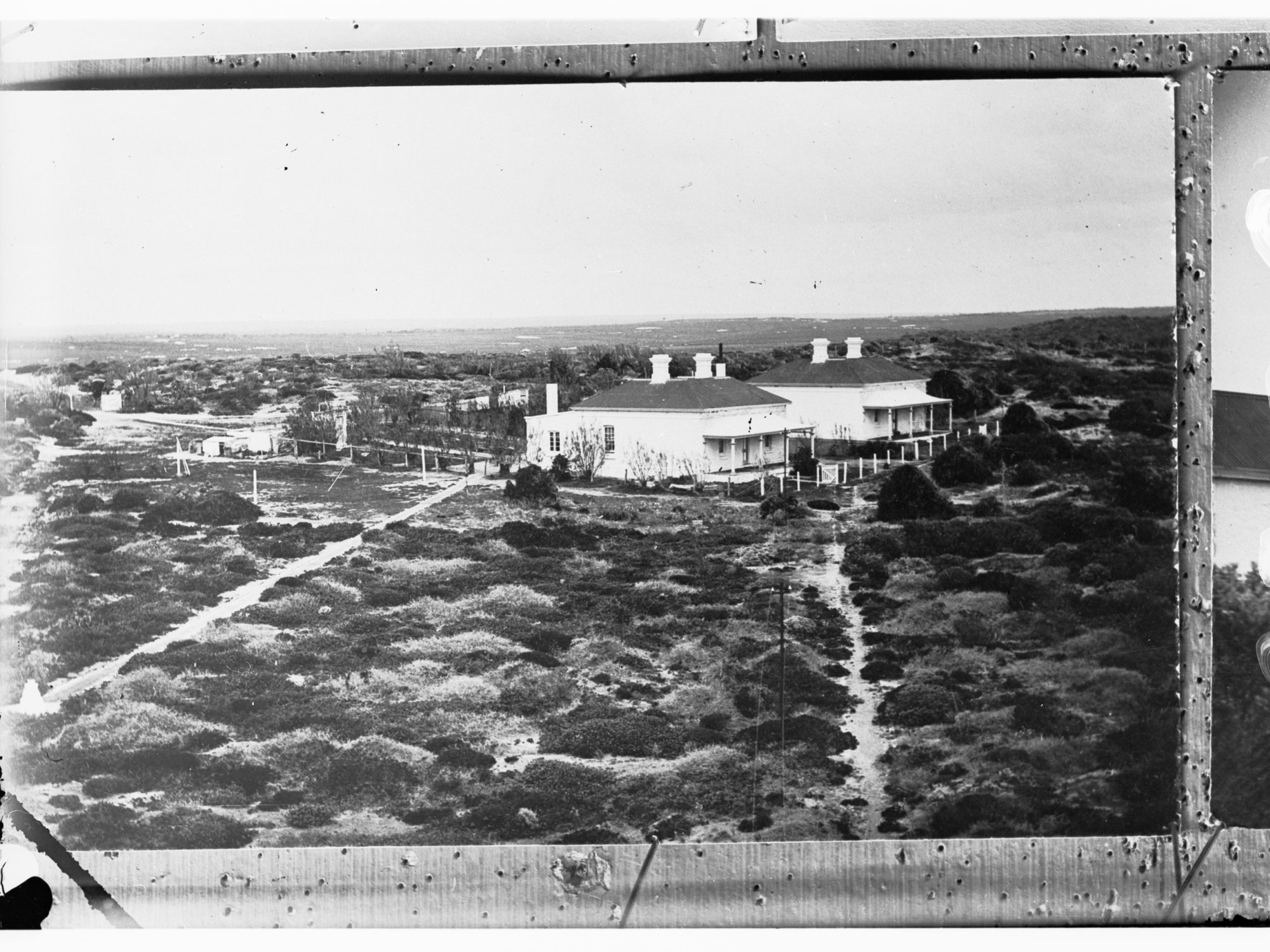 Corny Point Lighthouse - shows two cottages