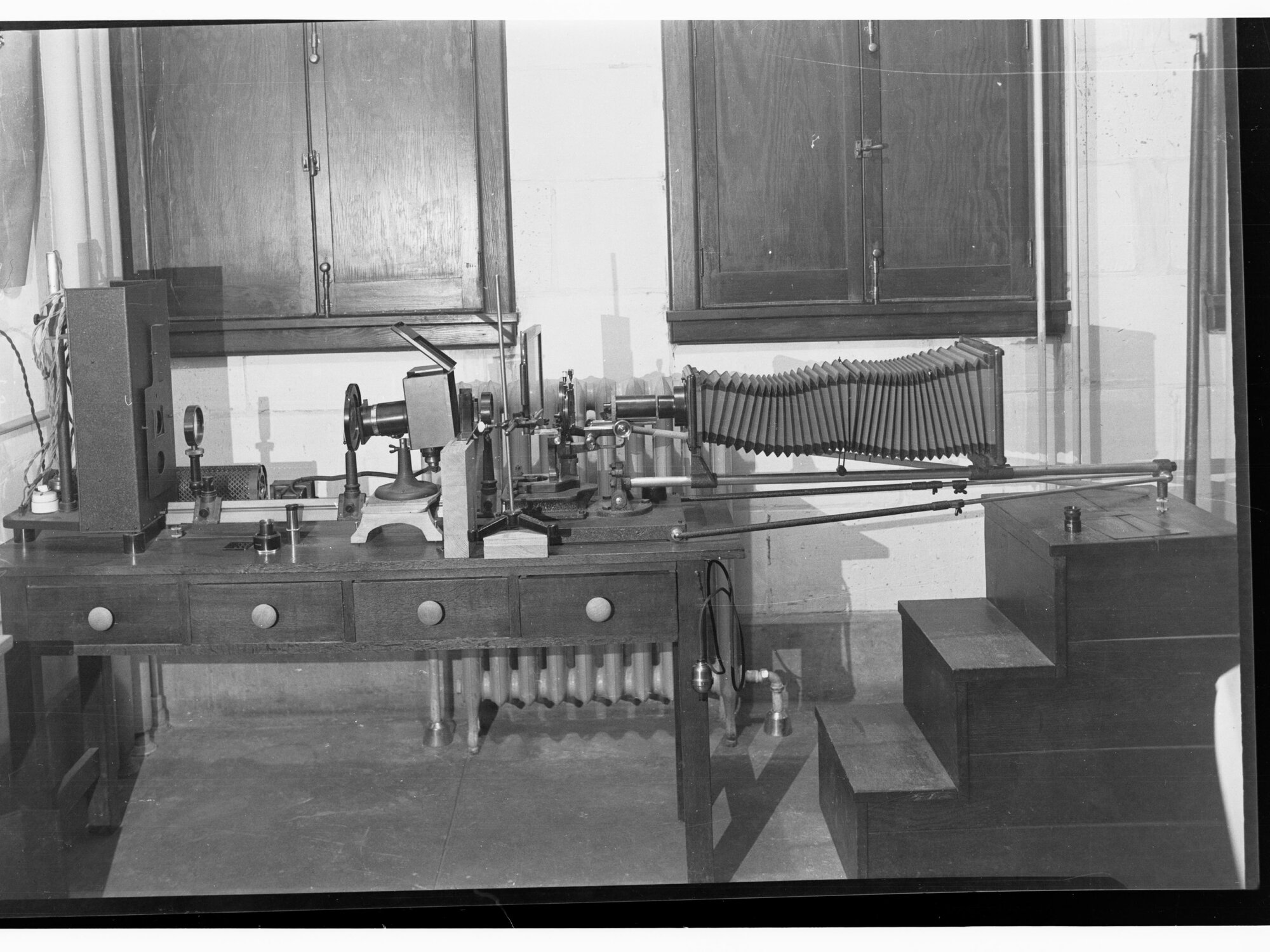 Laboratory equipment on a bench