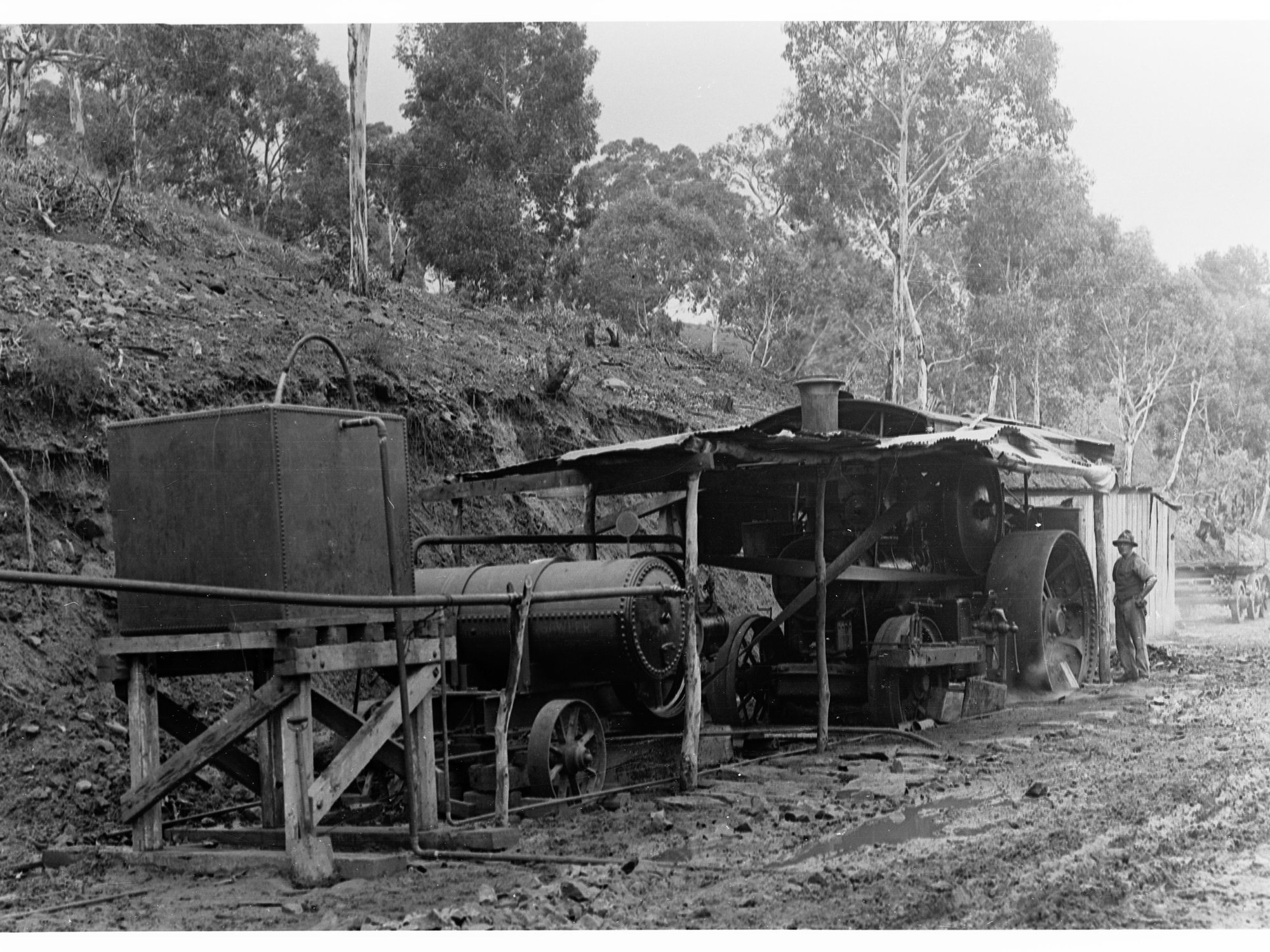 Steam Traction Engine Construction of Torrens Gorge Road