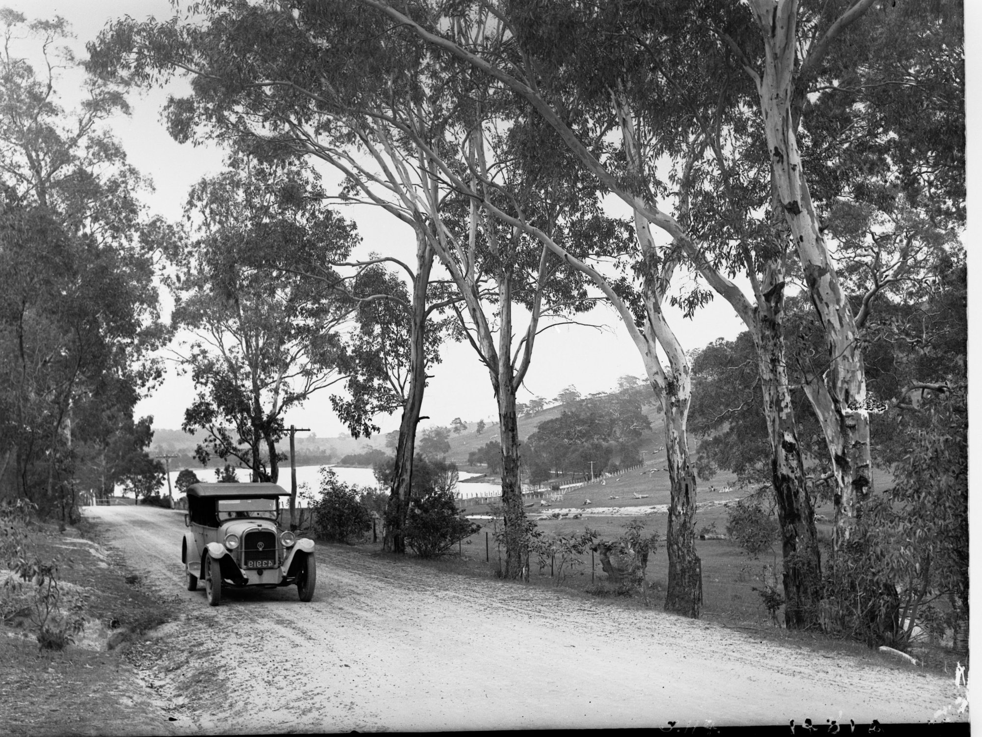 Automobile on a Road Near Williamstown Millbrook Reservoir in Background