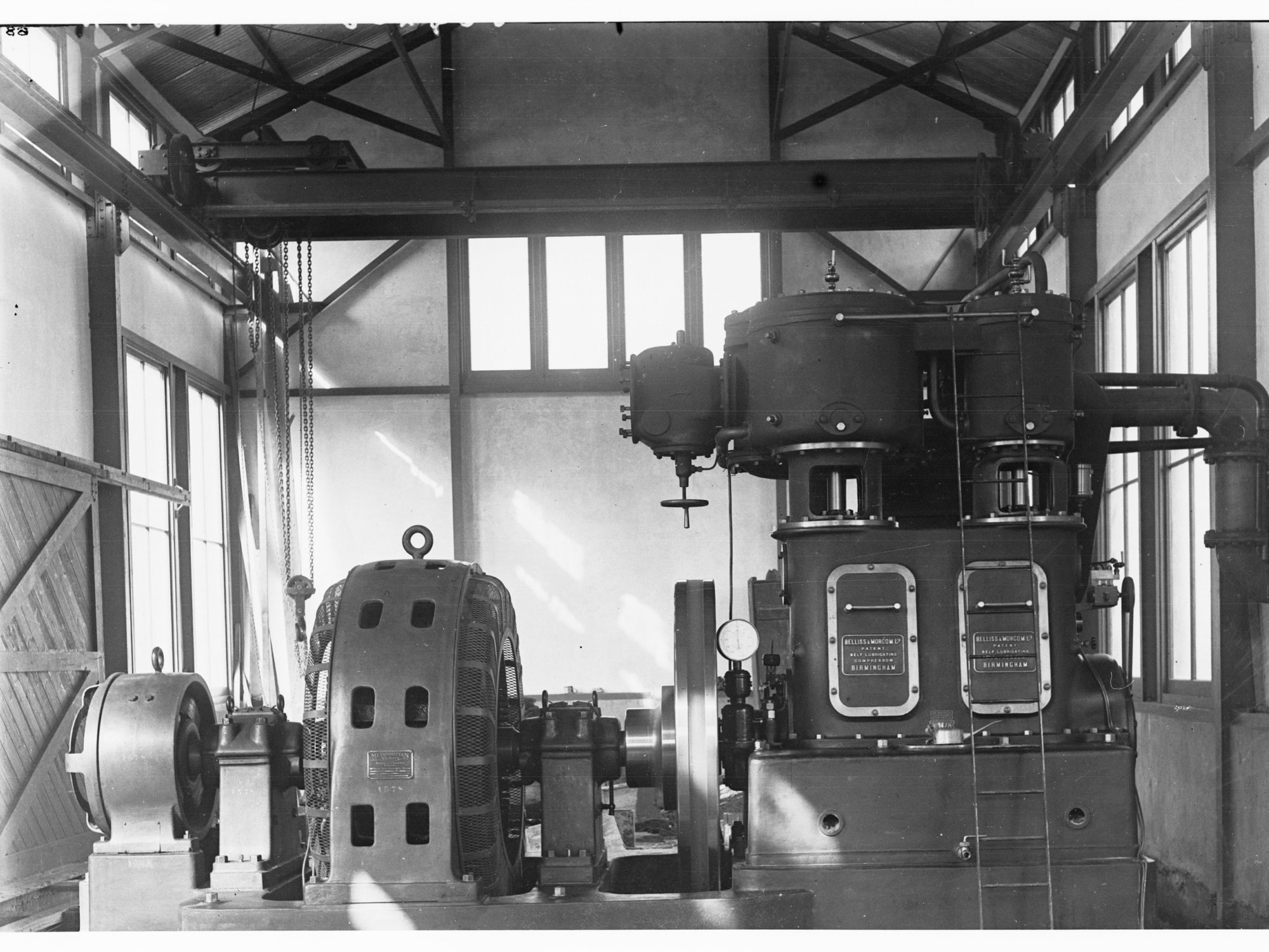 Islington railway workshop showing air compressor