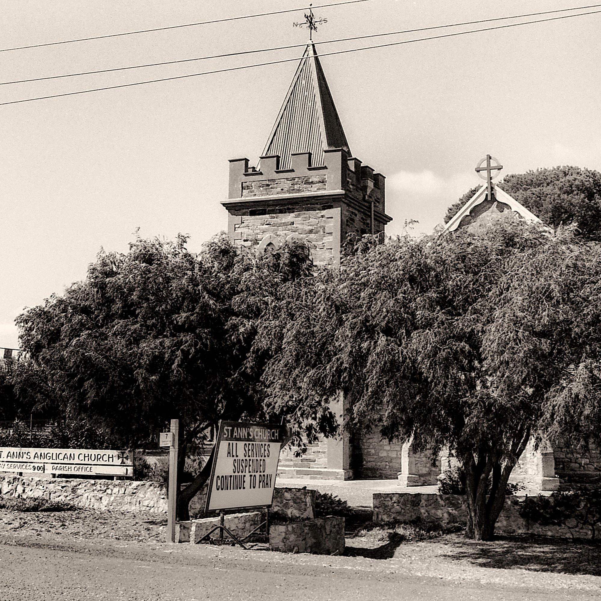 Suspended services at Aldinga church during the Covid-19 pandemic. 