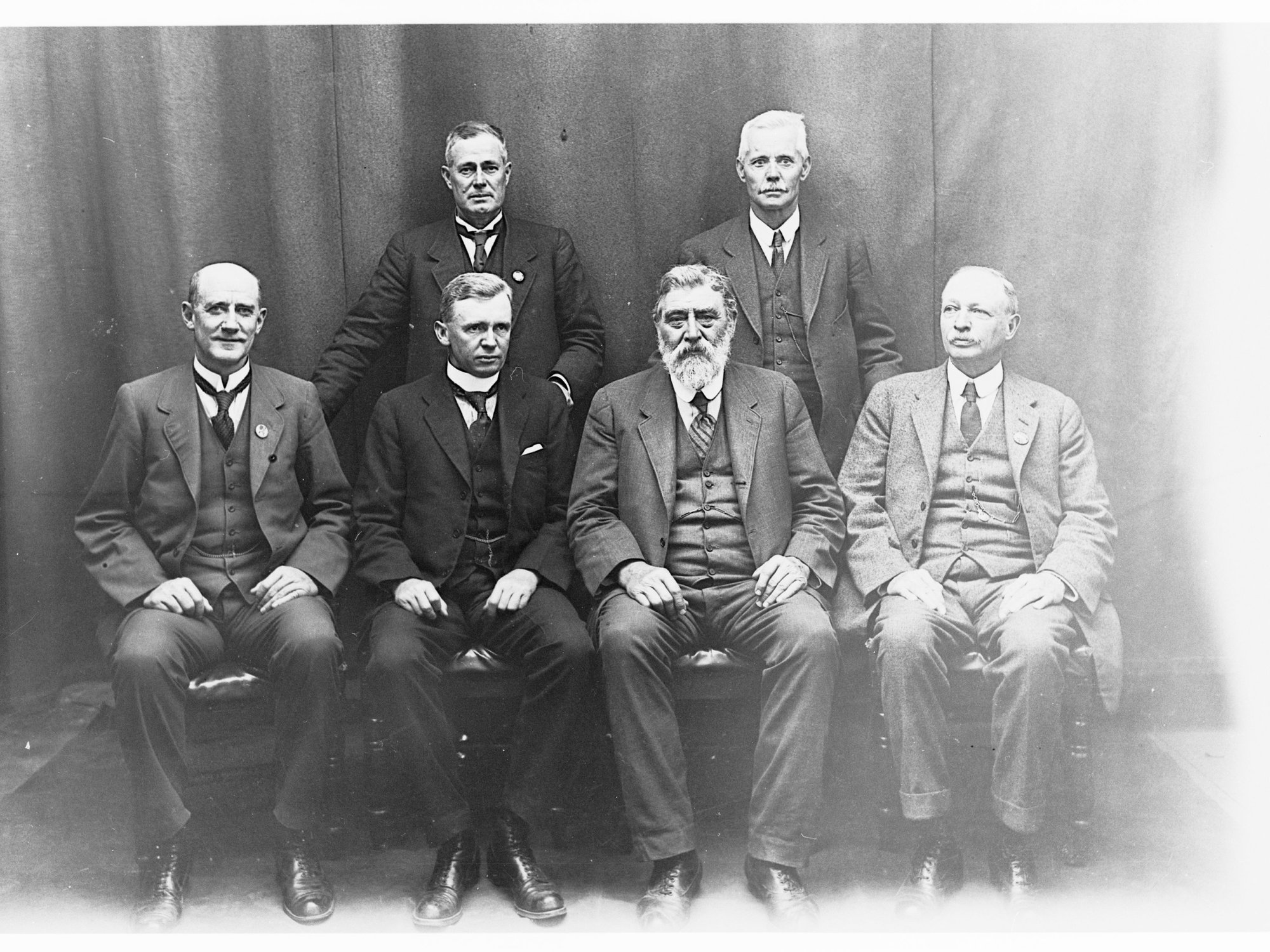 Group photograph of Barwell Ministry - shows G R Laffer, T Pascoe, G Ritchie, H N Barwell, J G Bice and W Hague