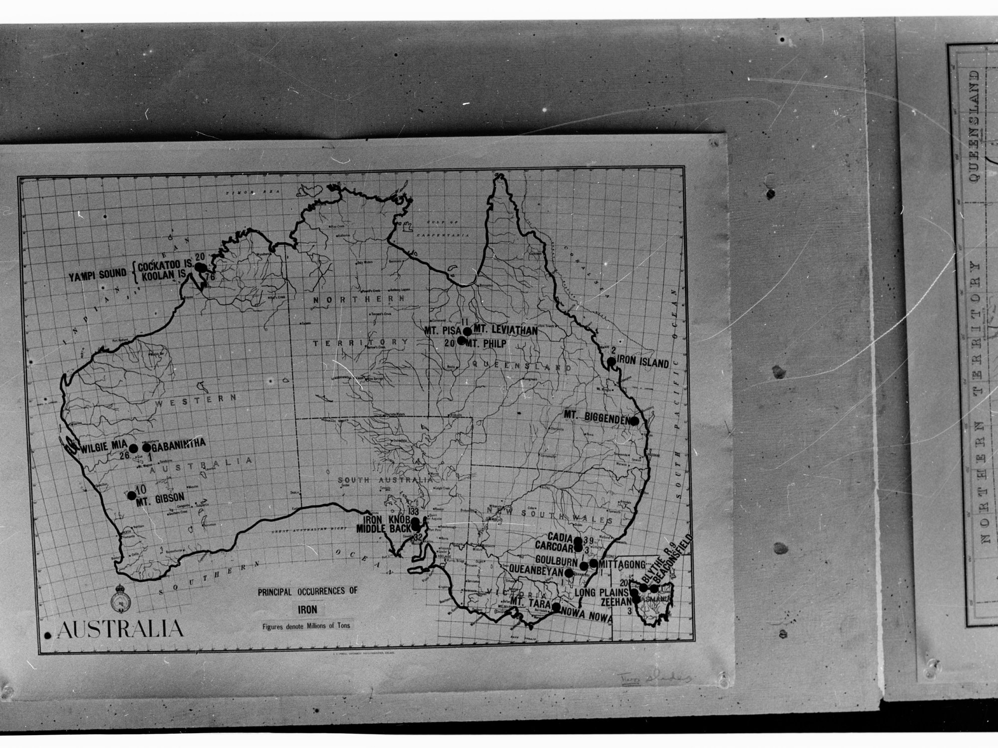 Map of Australia showing the Principal Occurrences of Iron