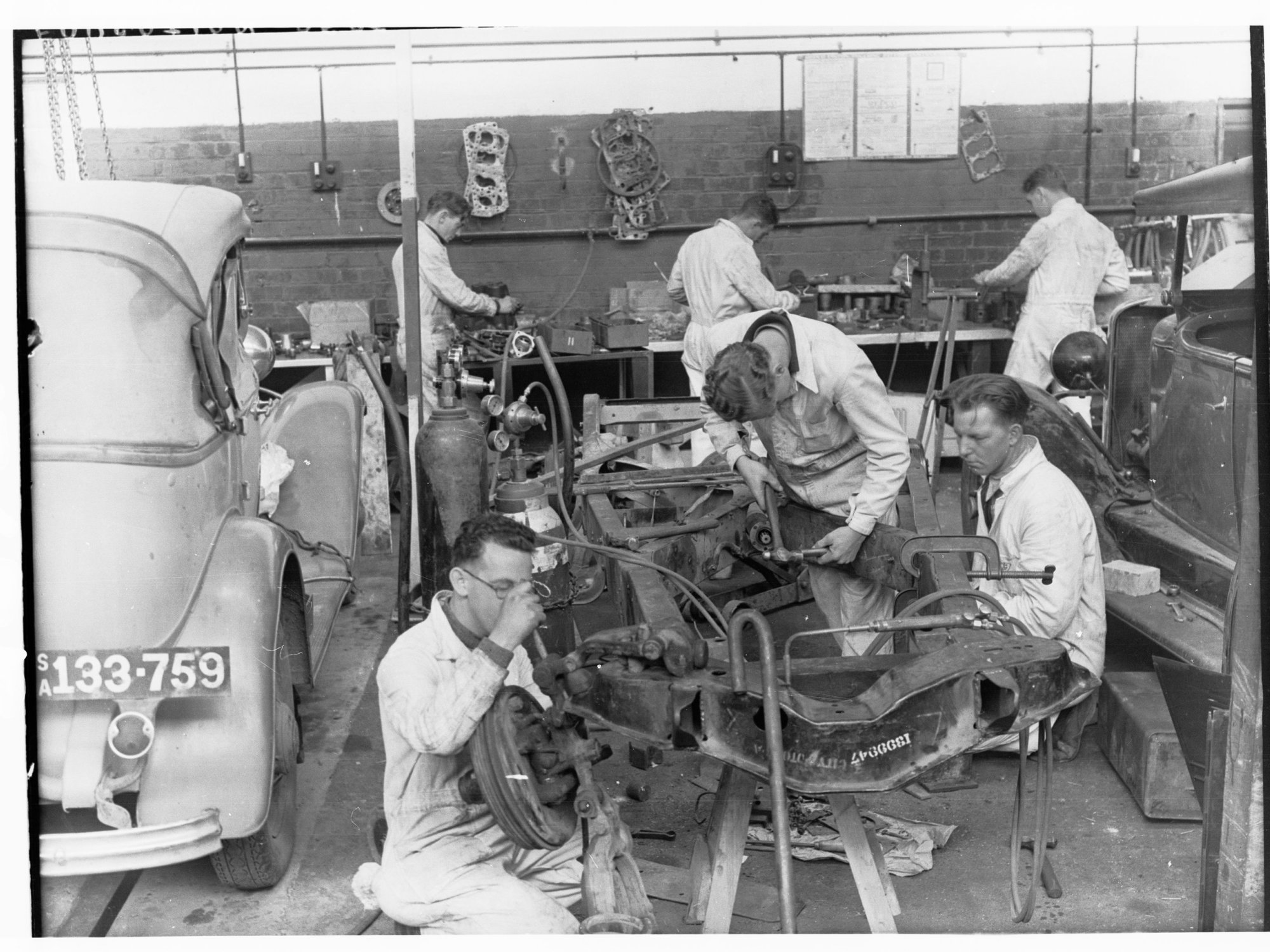 Students working at trades school