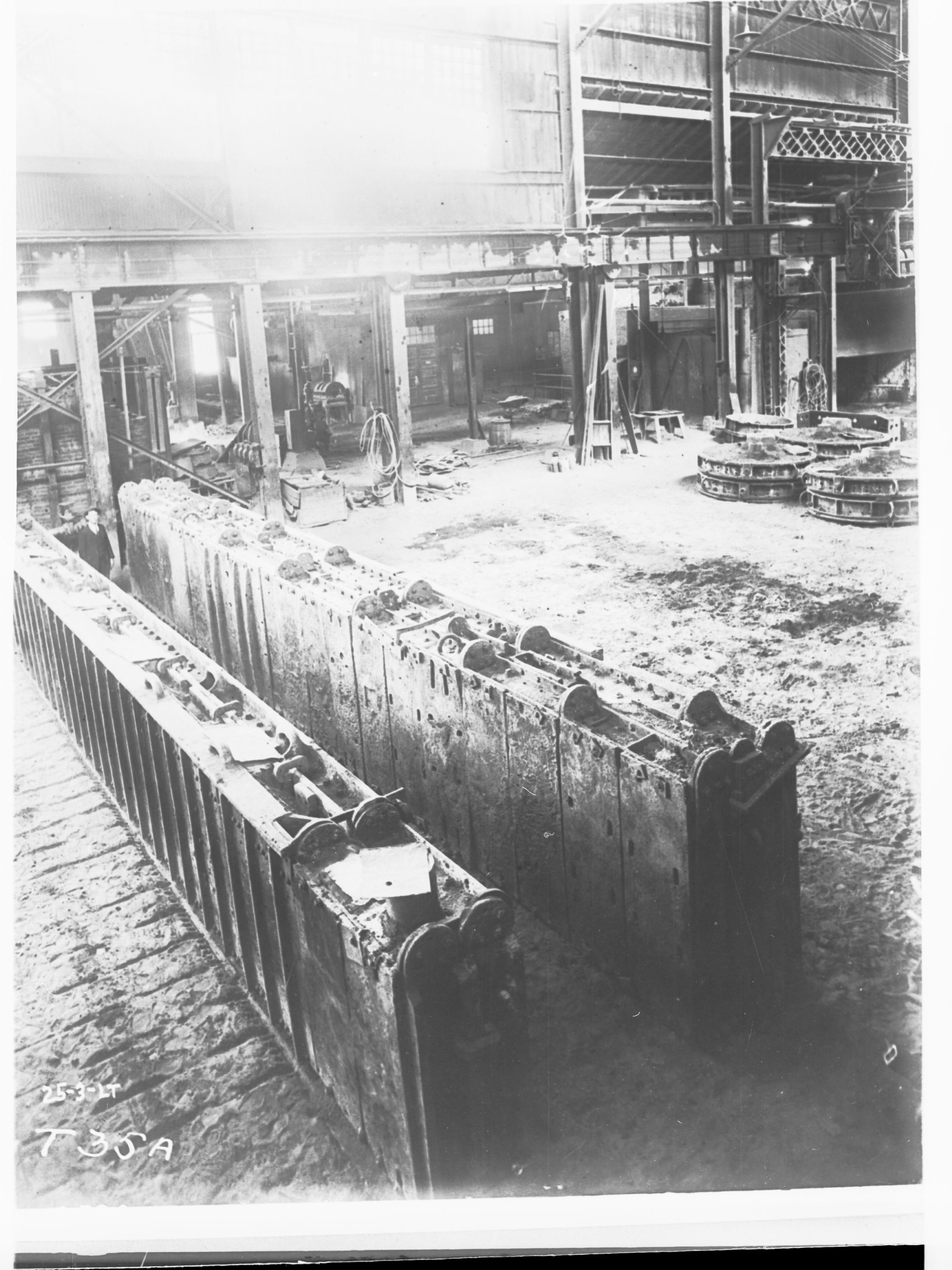 Armstrong and Whitworths works, Newcastle, England - railway locomotive being built