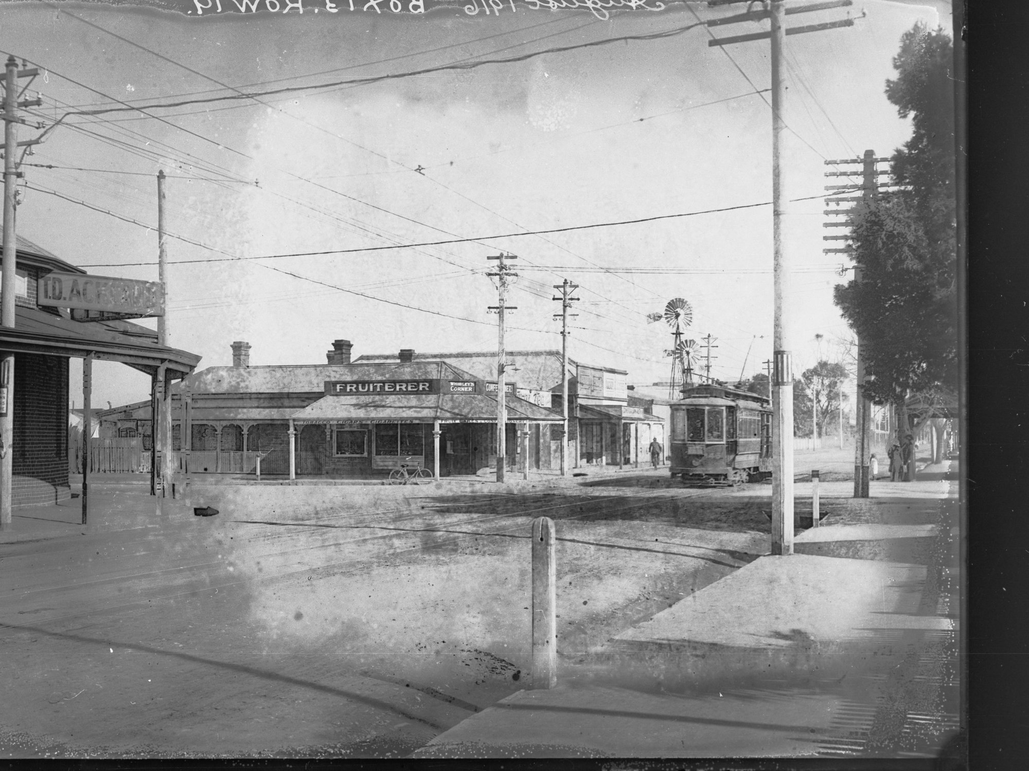 Henley Beach Road, Mile End, showing tram  at Fisher Terrace Crossing